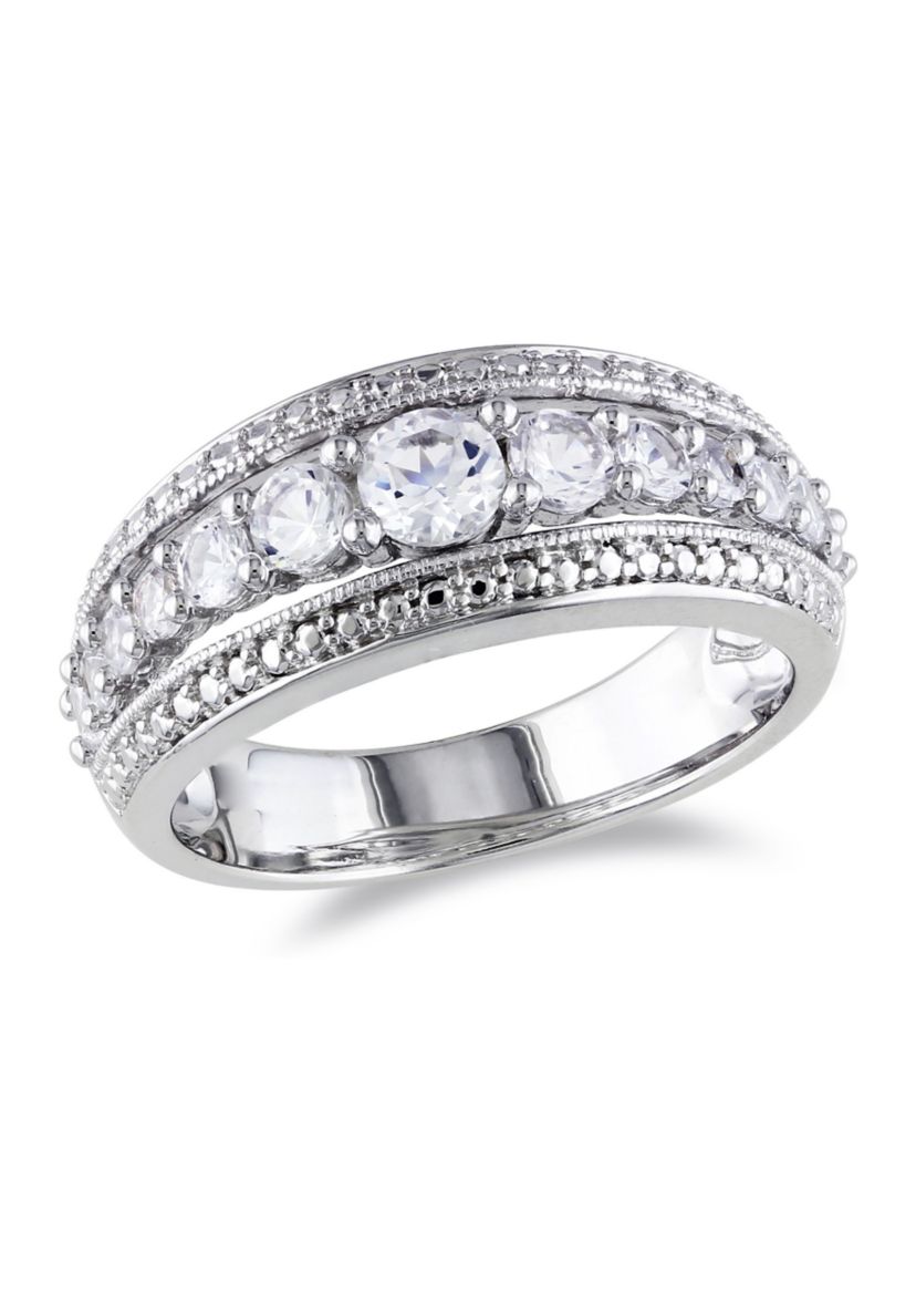 Lab Created 1.2 CT TGW Created White Sapphire Graduated Ring in Sterling Silver