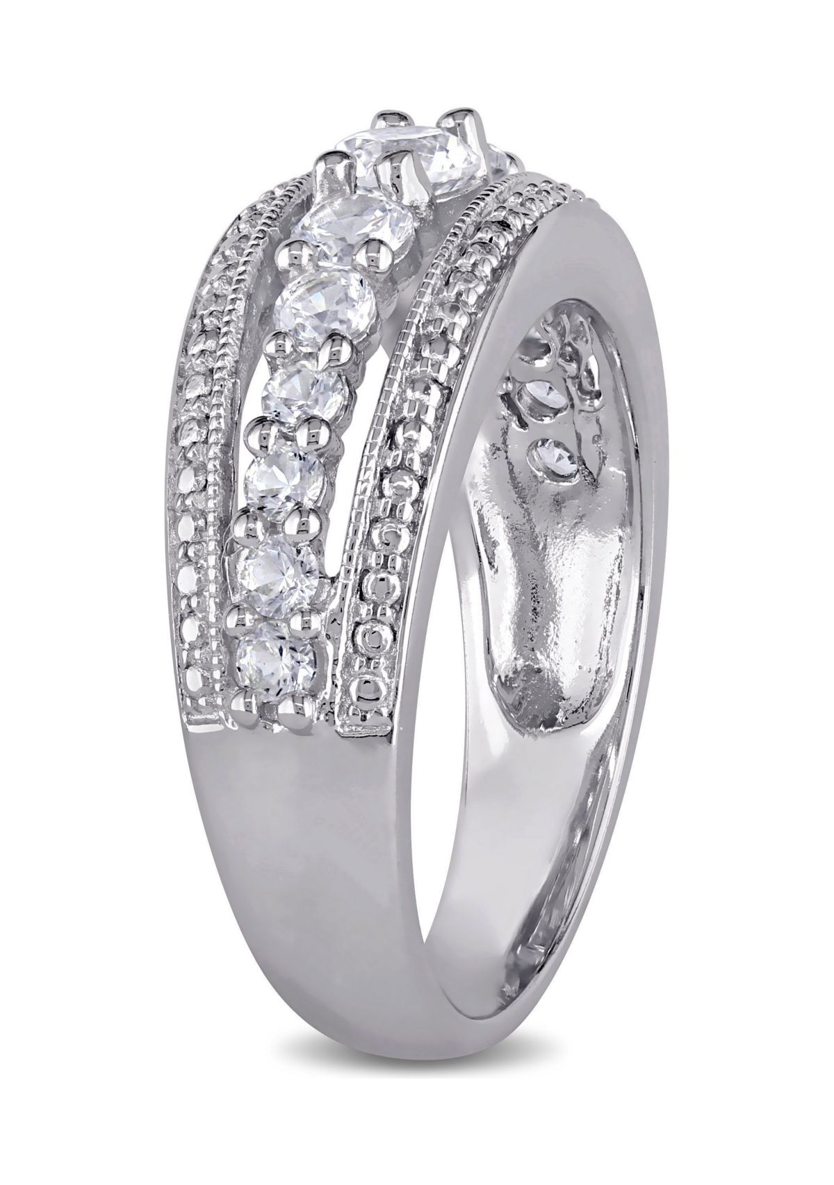 Lab Created 1.2 CT TGW Created White Sapphire Graduated Ring in Sterling Silver