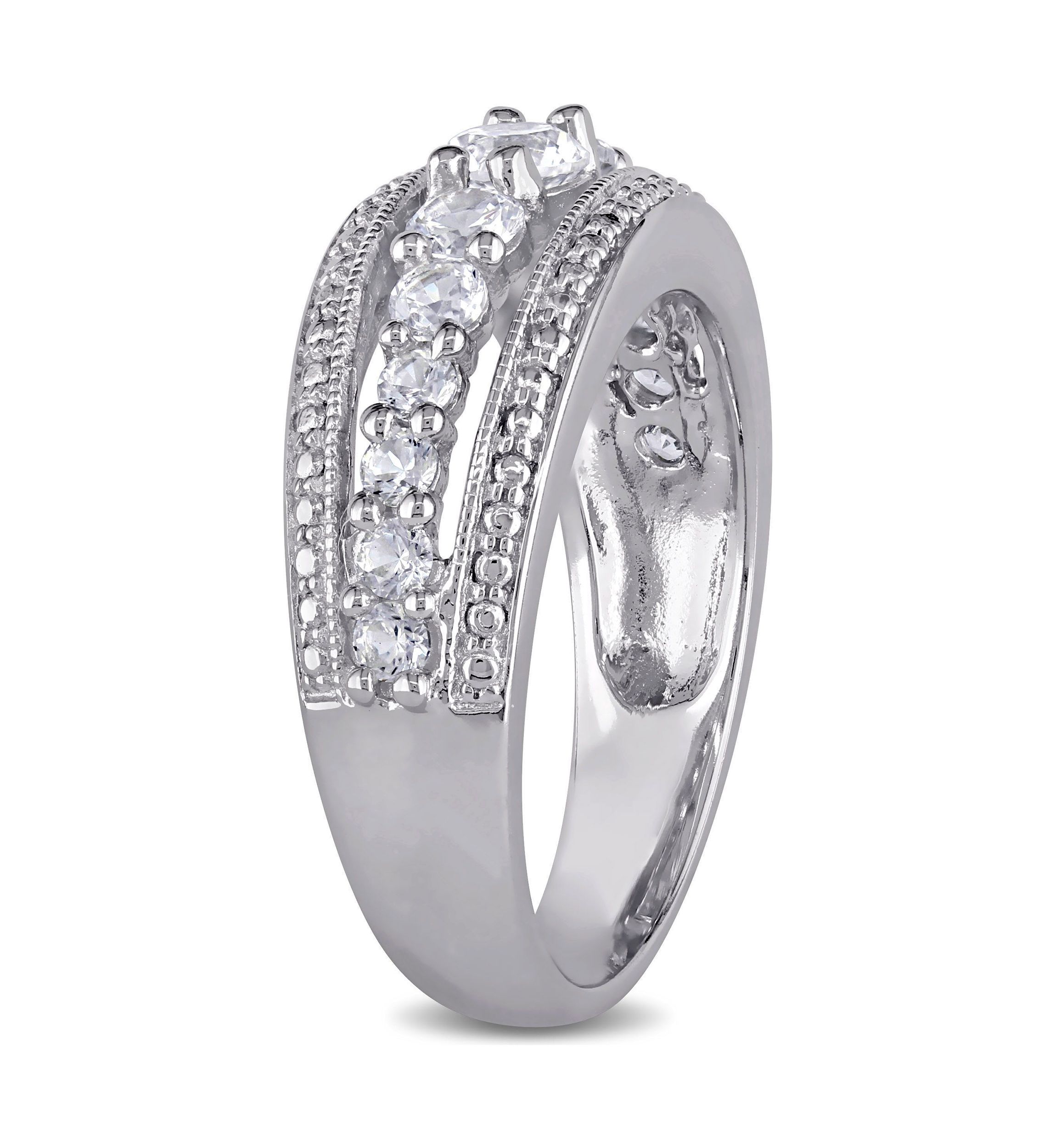 Lab Created 1.2 CT TGW Created White Sapphire Graduated Ring in Sterling Silver