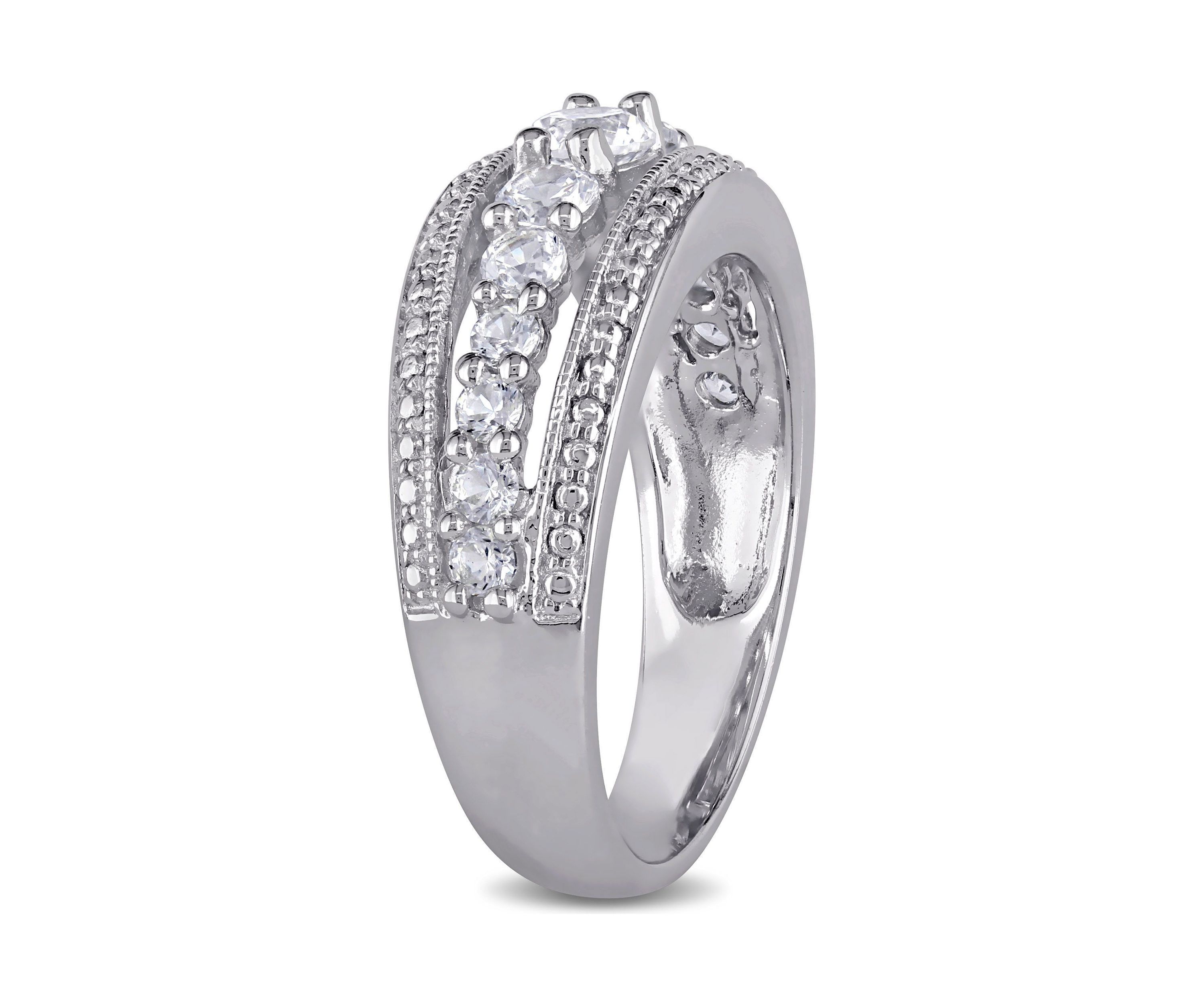 Lab Created 1.2 CT TGW Created White Sapphire Graduated Ring in Sterling Silver