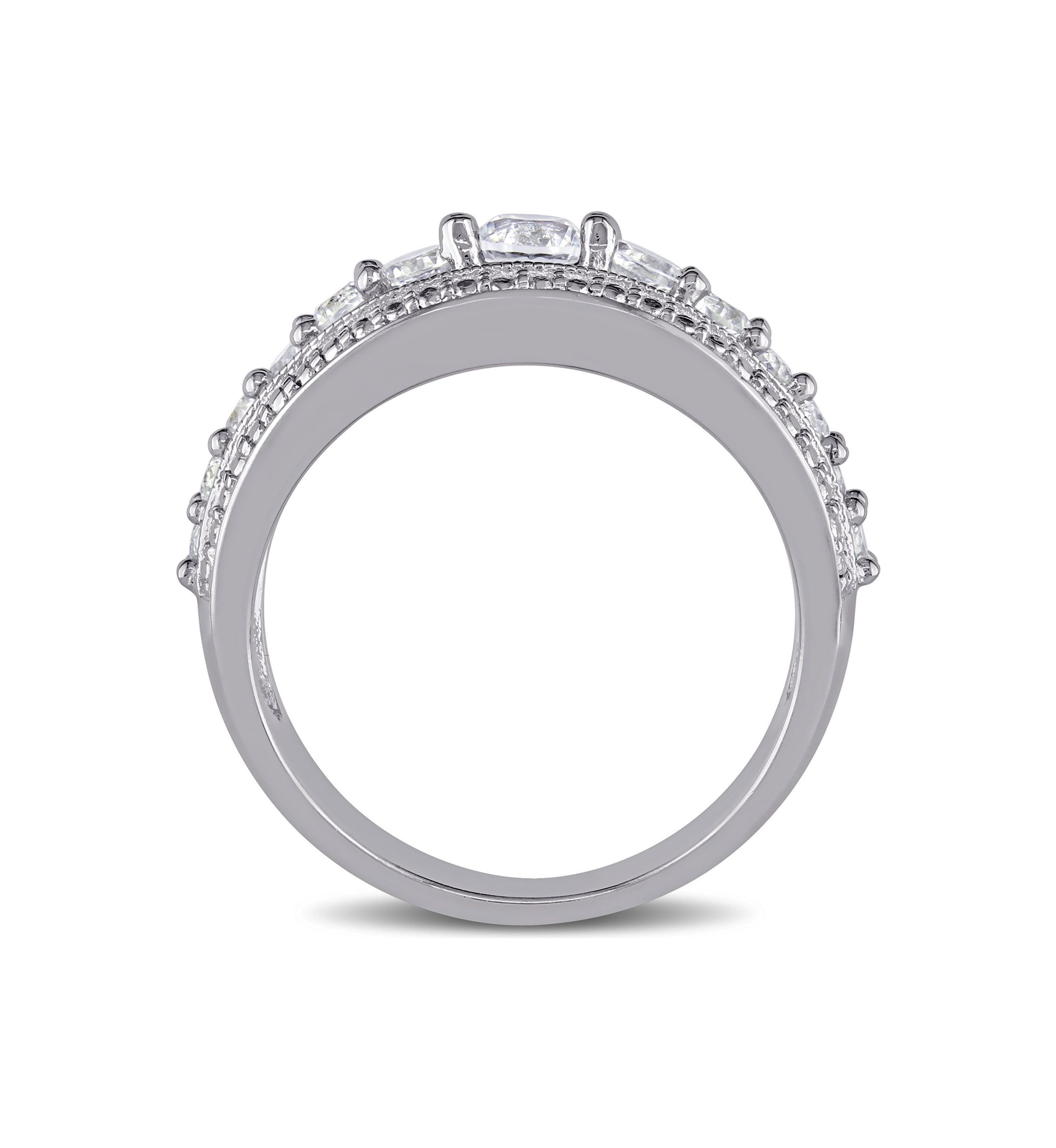 Lab Created 1.2 CT TGW Created White Sapphire Graduated Ring in Sterling Silver