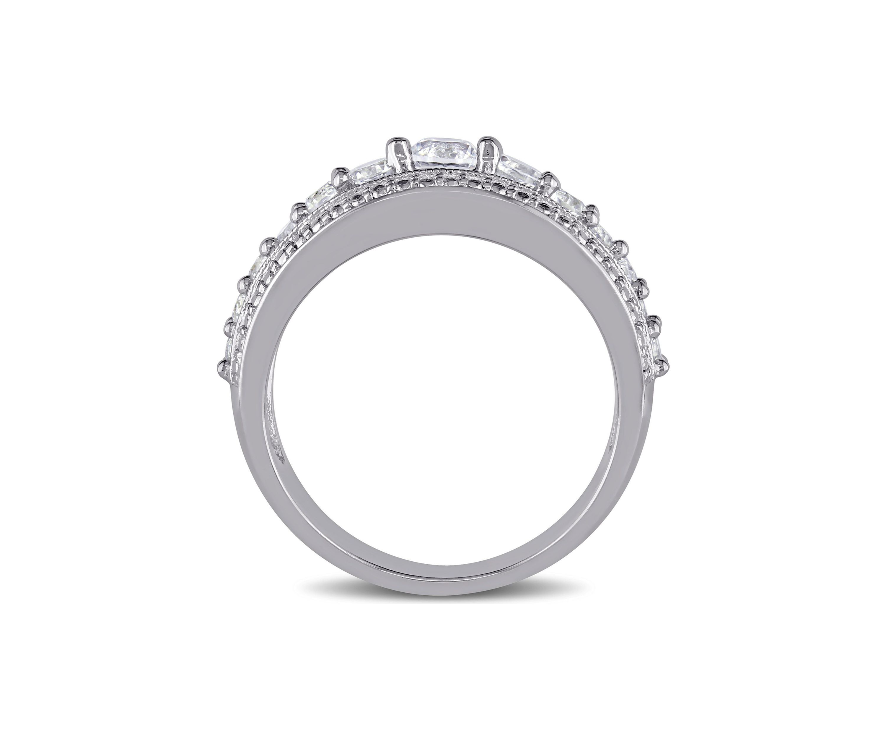 Lab Created 1.2 CT TGW Created White Sapphire Graduated Ring in Sterling Silver