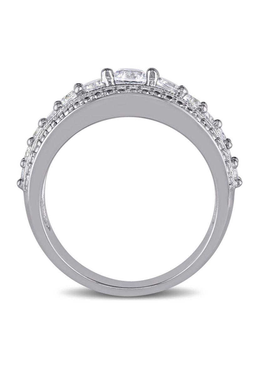 Lab Created 1.2 CT TGW Created White Sapphire Graduated Ring in Sterling Silver