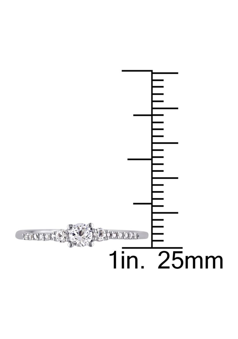 Lab Created 1/3 CT TGW Created White Sapphire and Diamond Accent Promise Ring in Sterling Silver