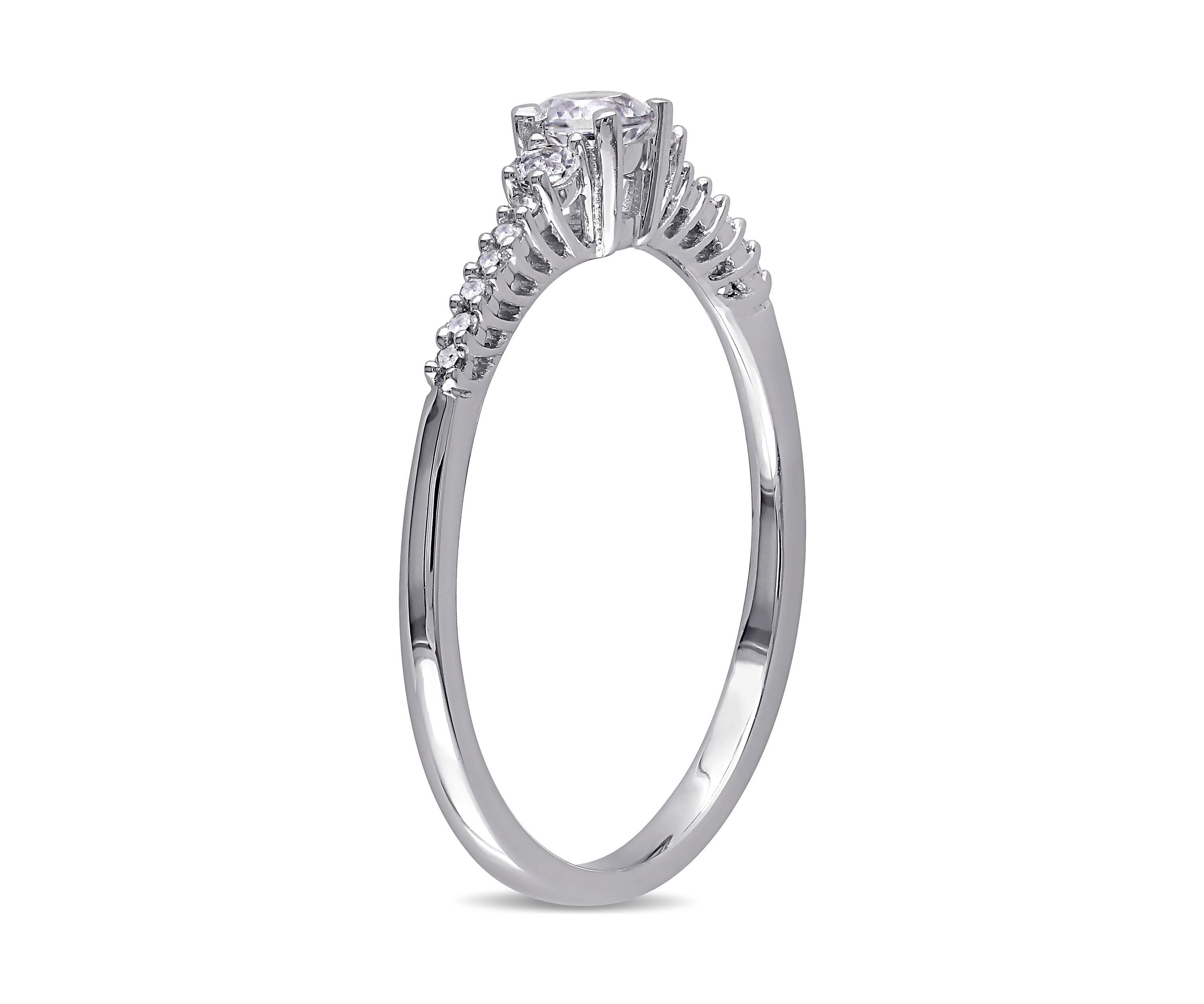 Lab Created 1/3 CT TGW Created White Sapphire and Diamond Accent Promise Ring in Sterling Silver
