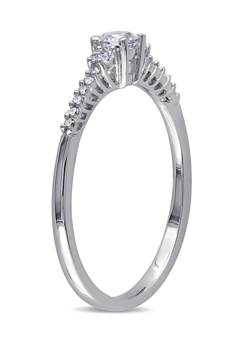 Lab Created 1/3 CT TGW Created White Sapphire and Diamond Accent Promise Ring in Sterling Silver