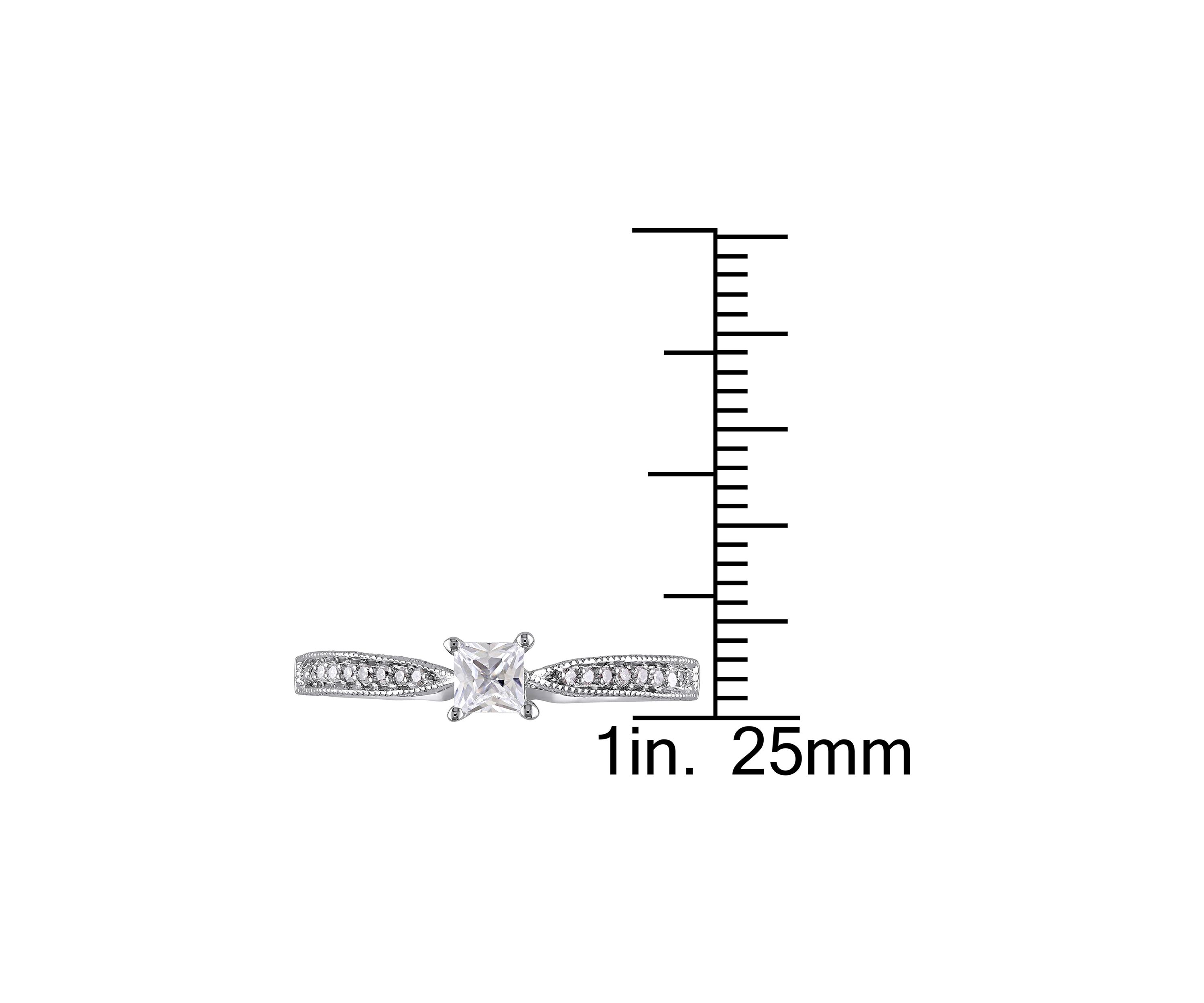 Lab Created 1/3 CT TGW Created White Sapphire and Diamond Accent Engagement Ring in Sterling Silver