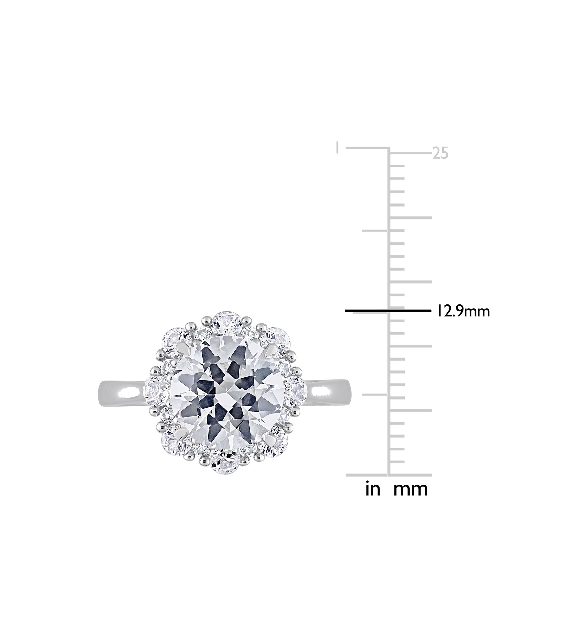 Lab Created 4.3 CT TGW Created White Sapphire Halo Engagement Ring in 10k White Gold