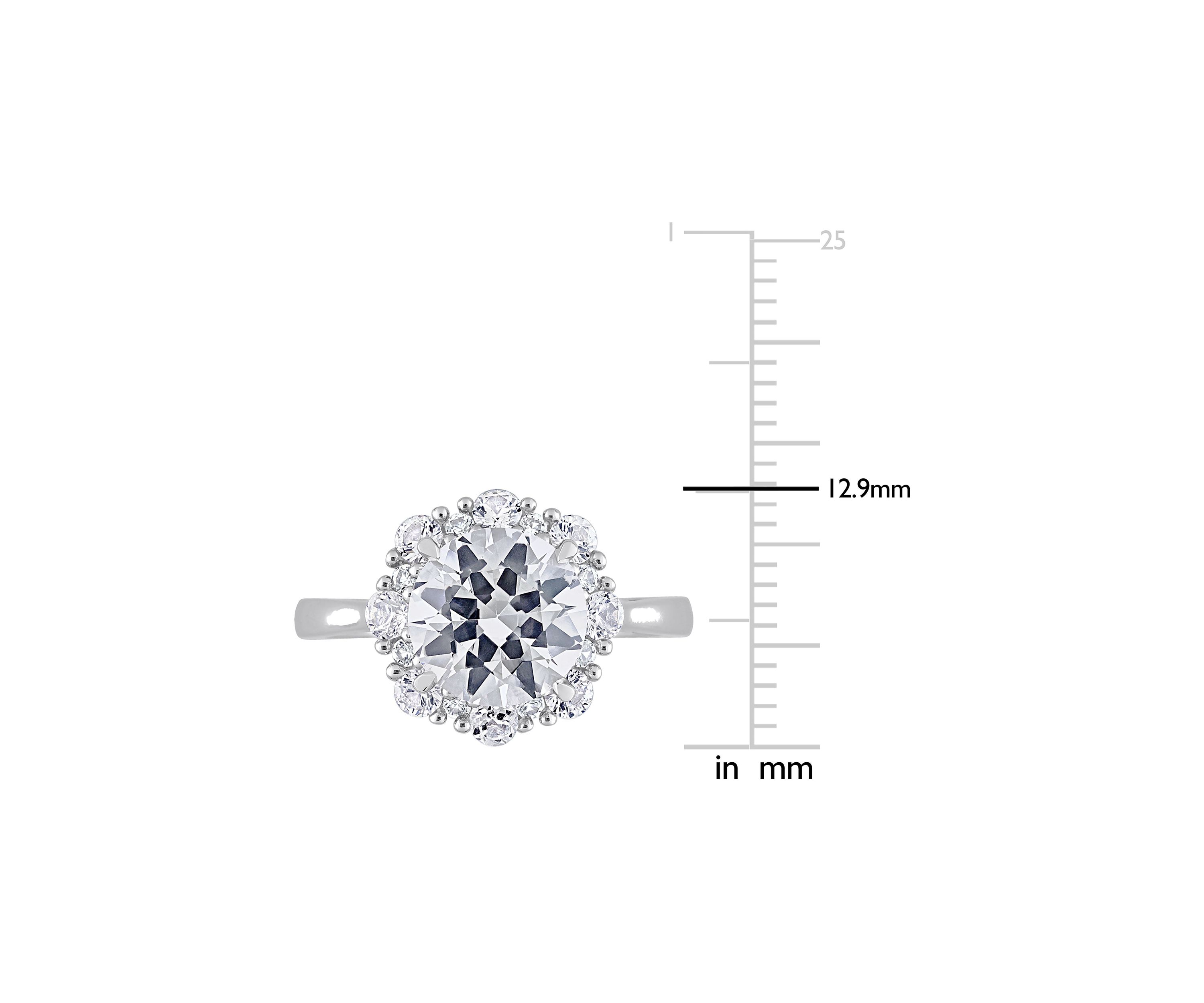 Lab Created 4.3 CT TGW Created White Sapphire Halo Engagement Ring in 10k White Gold