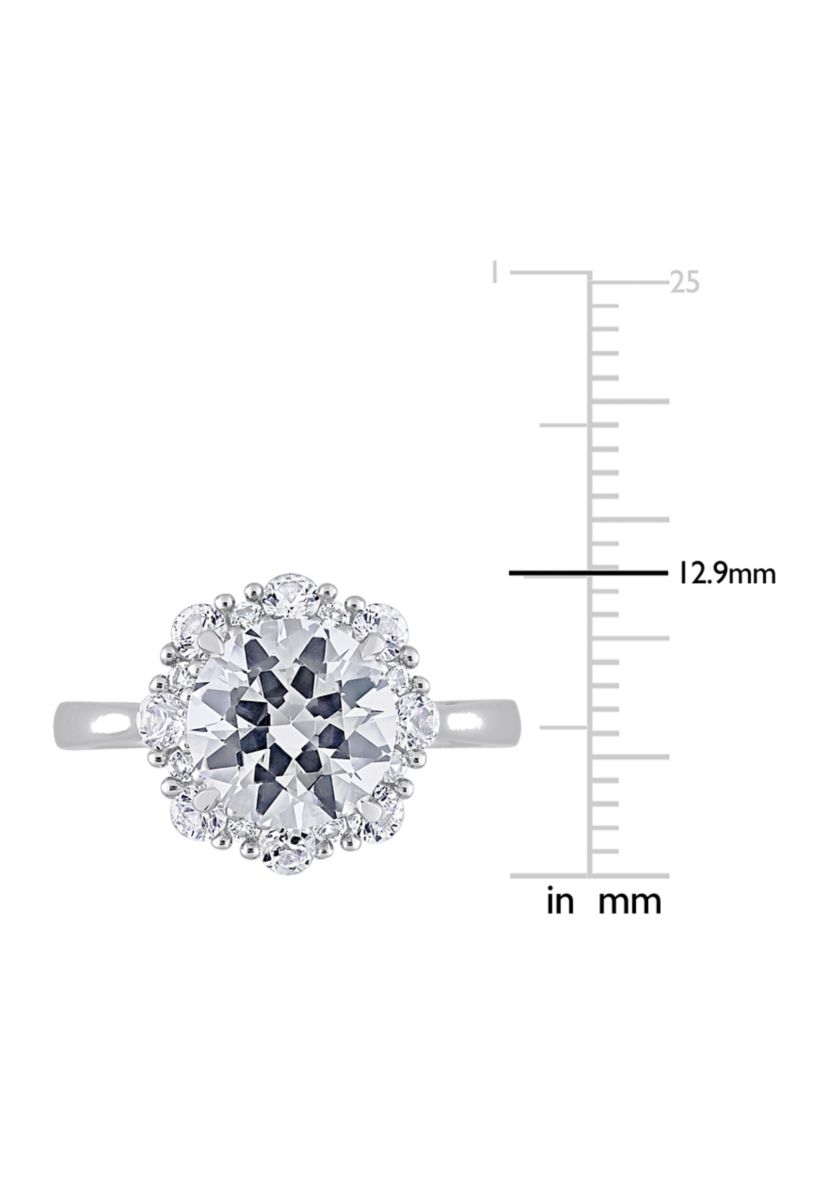 Lab Created 4.3 CT TGW Created White Sapphire Halo Engagement Ring in 10k White Gold