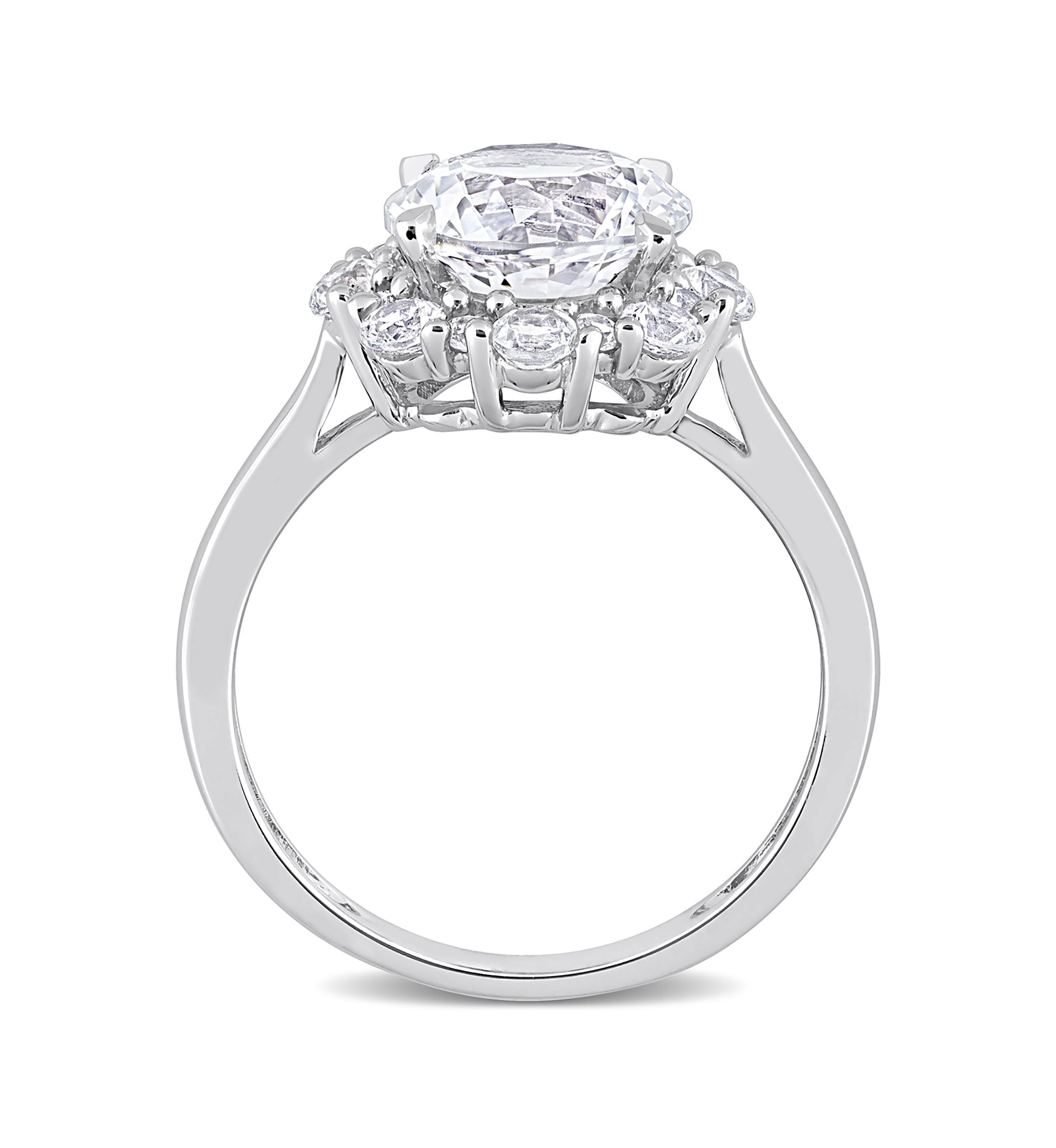 Lab Created 4.3 CT TGW Created White Sapphire Halo Engagement Ring in 10k White Gold