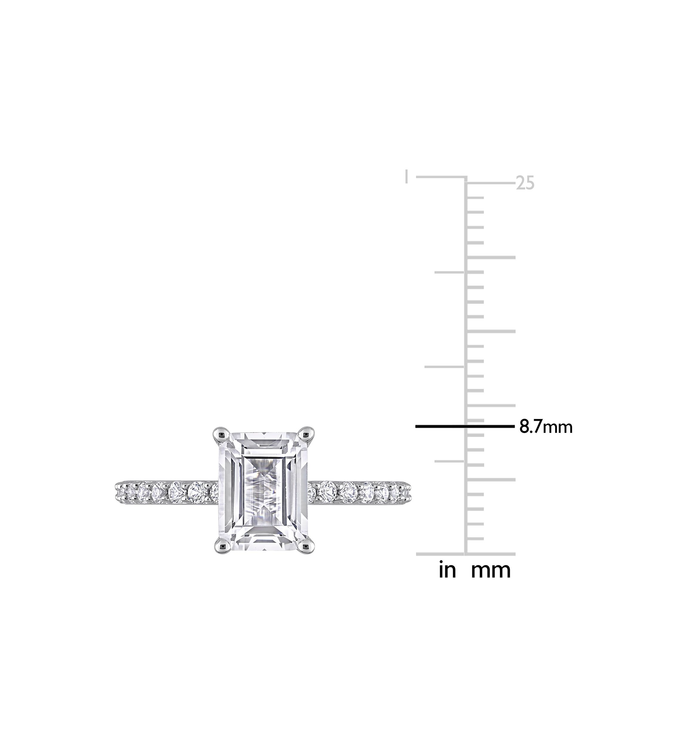 Lab Created 2.3 CT TGW Created White Sapphire Emerald-Cut Engagement Ring in 10k White Gold