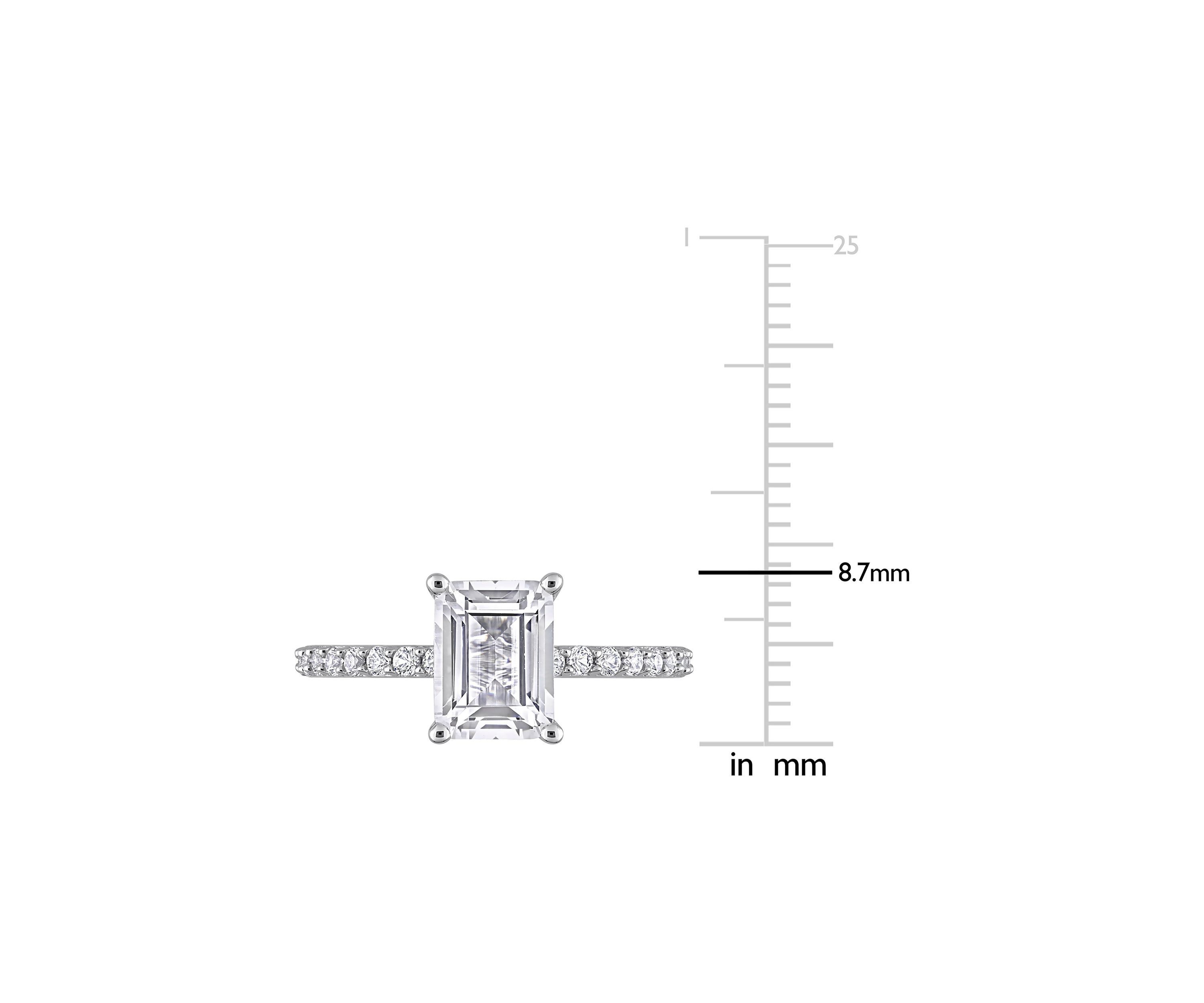 Lab Created 2.3 CT TGW Created White Sapphire Emerald-Cut Engagement Ring in 10k White Gold