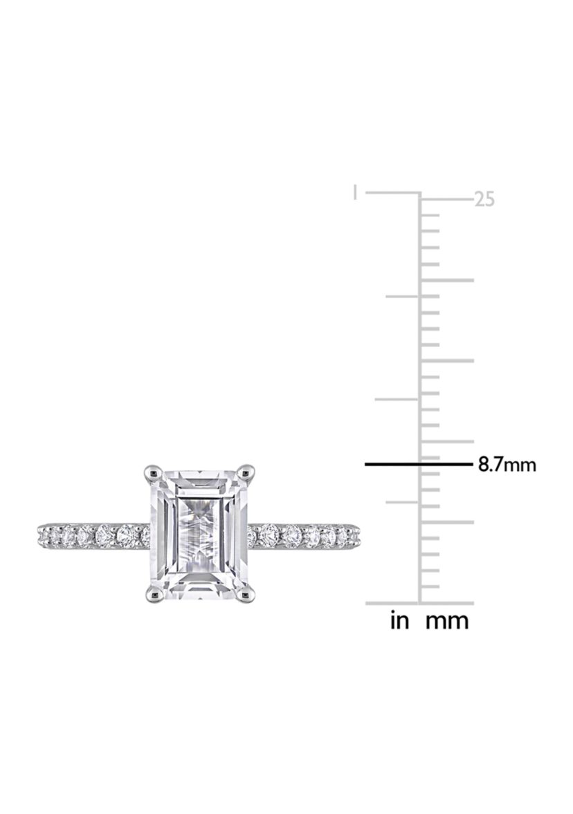 Lab Created 2.3 CT TGW Created White Sapphire Emerald-Cut Engagement Ring in 10k White Gold