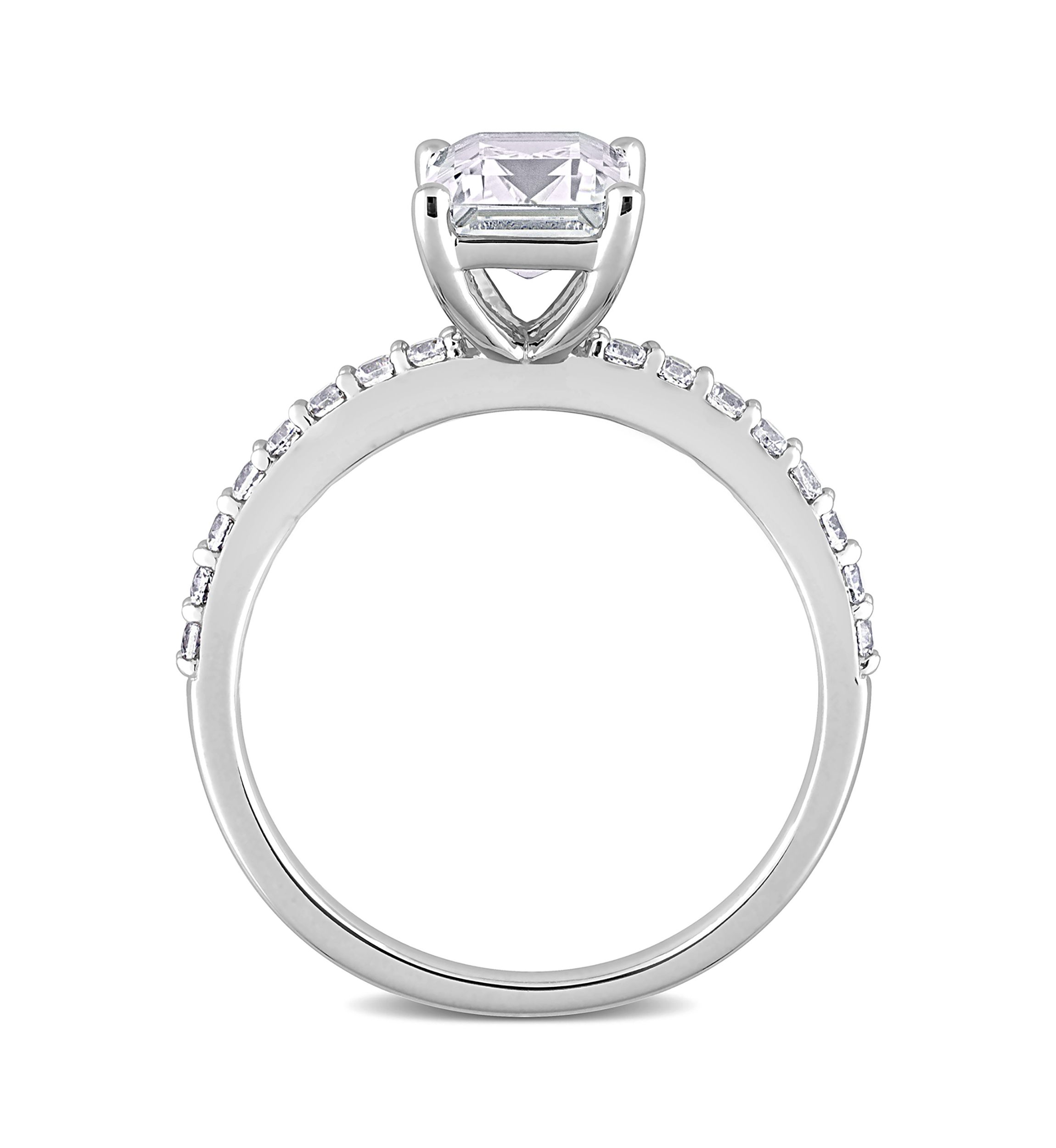 Lab Created 2.3 CT TGW Created White Sapphire Emerald-Cut Engagement Ring in 10k White Gold