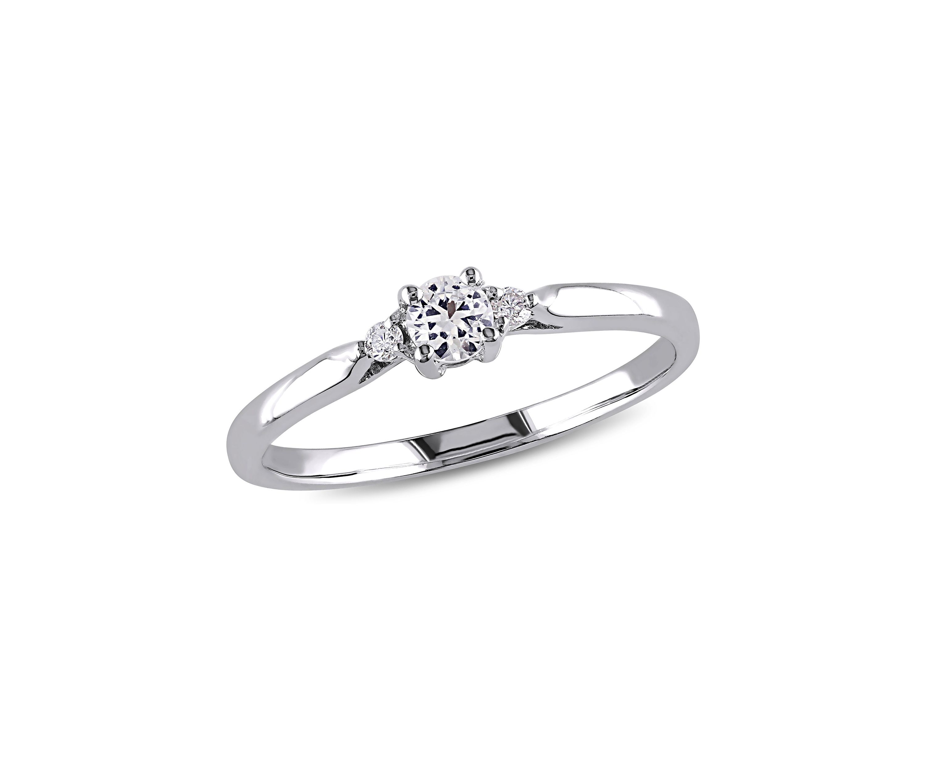 Lab Created 1/4 CT TGW Created White Sapphire and Diamond Accent Ring in Sterling Silver