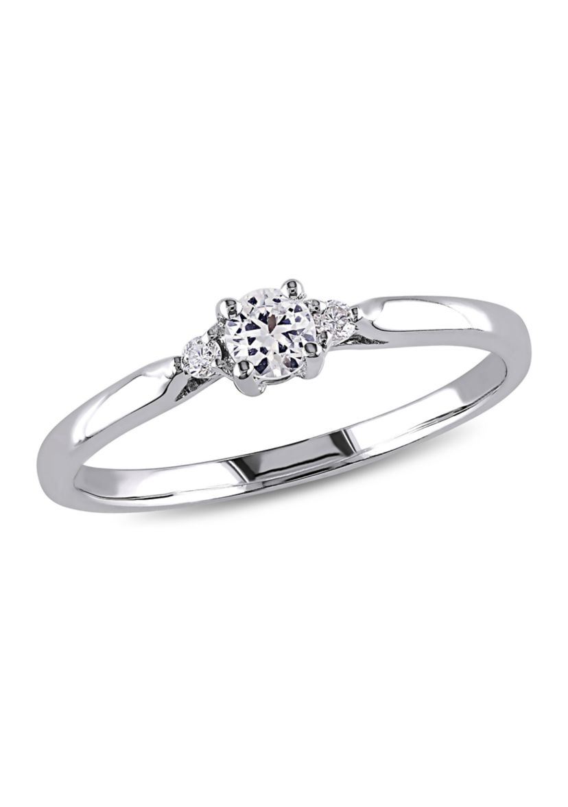 Lab Created 1/4 CT TGW Created White Sapphire and Diamond Accent Ring in Sterling Silver