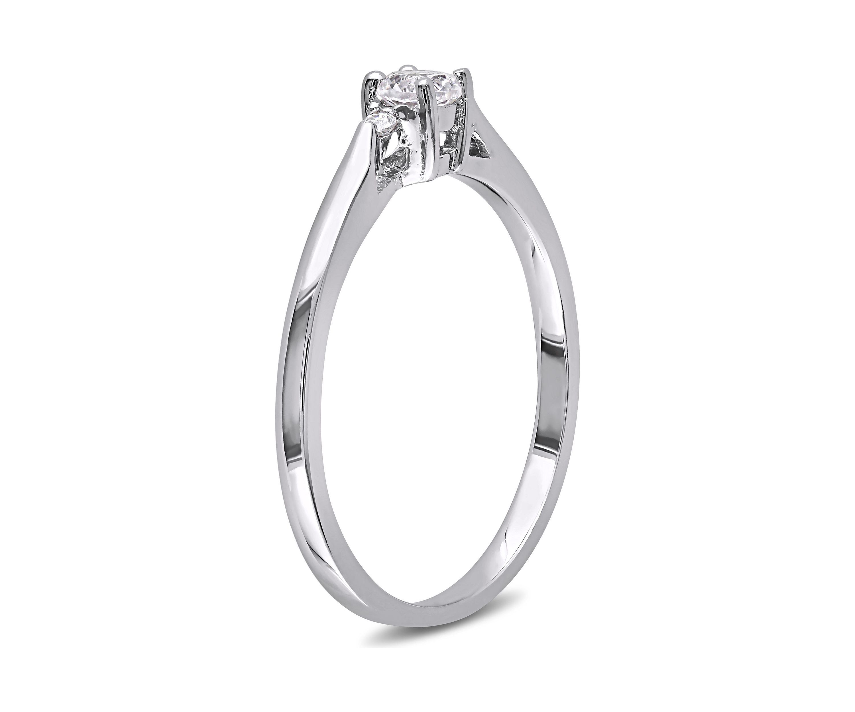 Lab Created 1/4 CT TGW Created White Sapphire and Diamond Accent Ring in Sterling Silver