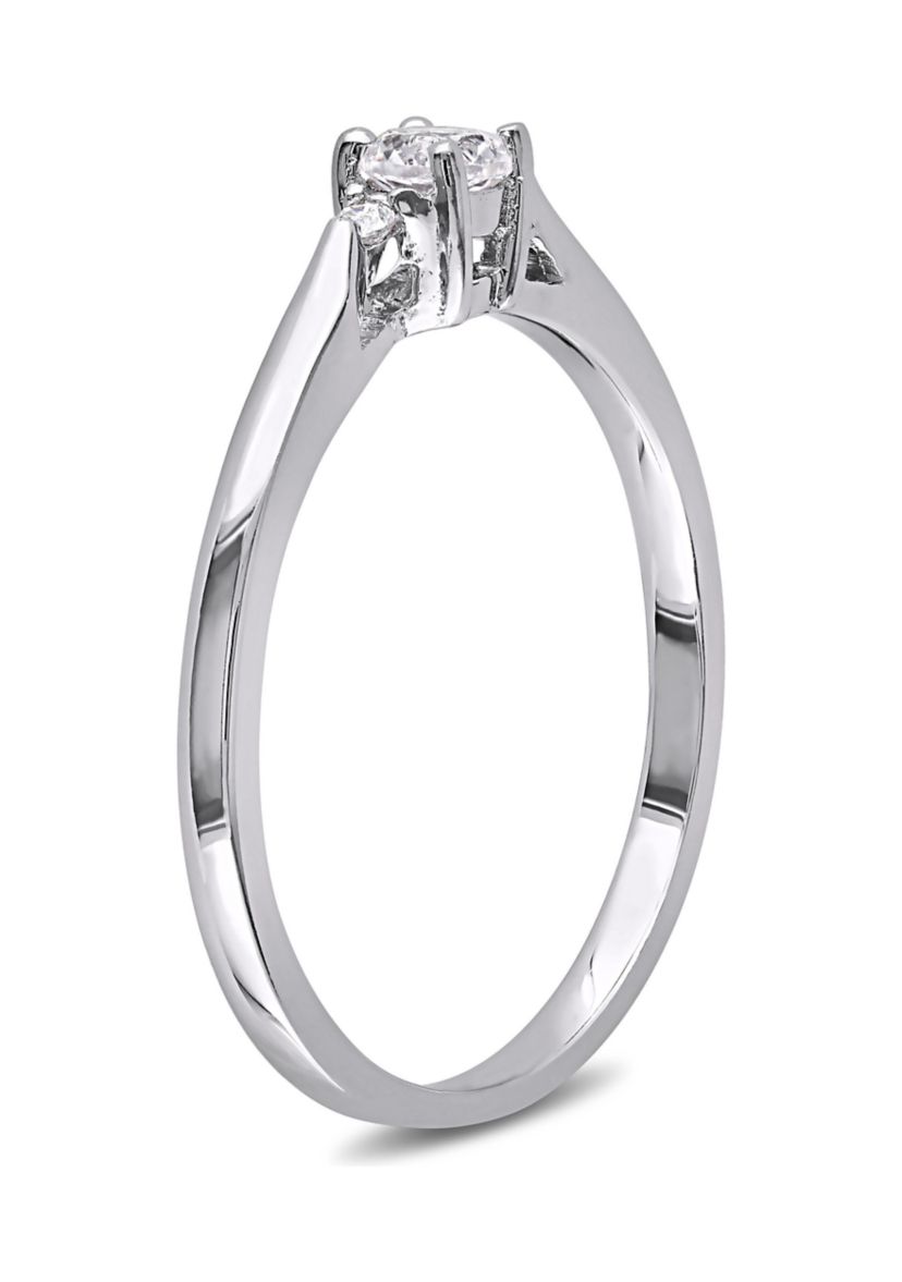 Lab Created 1/4 CT TGW Created White Sapphire and Diamond Accent Ring in Sterling Silver