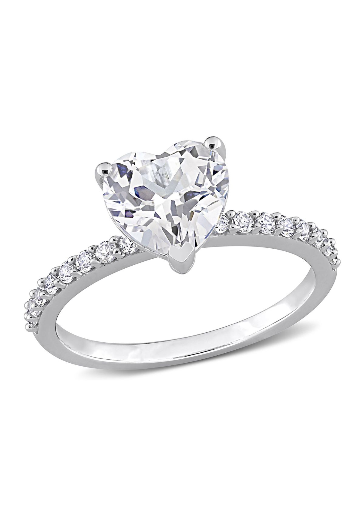Lab Created 2.5 CT TGW Created White Sapphire Heart Engagement Ring in 10k White Gold