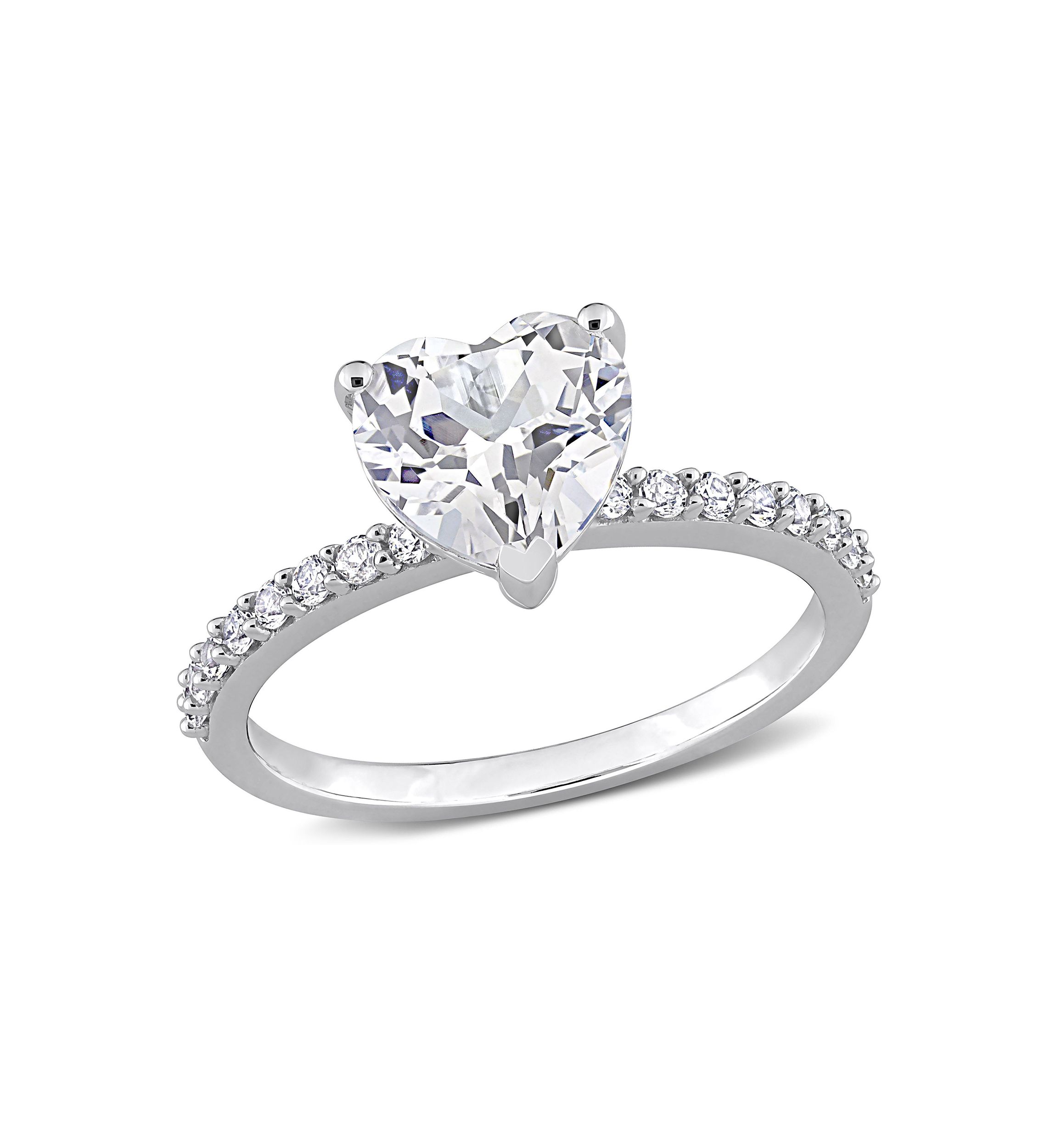 Lab Created 2.5 CT TGW Created White Sapphire Heart Engagement Ring in 10k White Gold