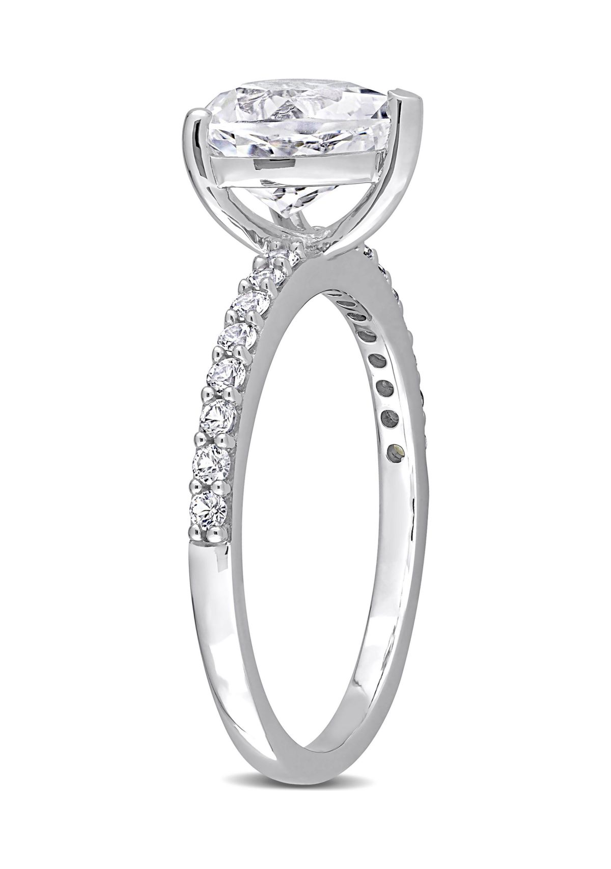 Lab Created 2.5 CT TGW Created White Sapphire Heart Engagement Ring in 10k White Gold