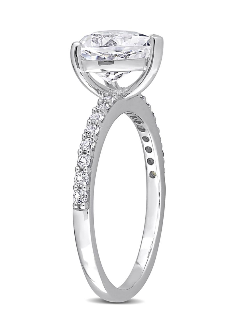 Lab Created 2.5 CT TGW Created White Sapphire Heart Engagement Ring in 10k White Gold