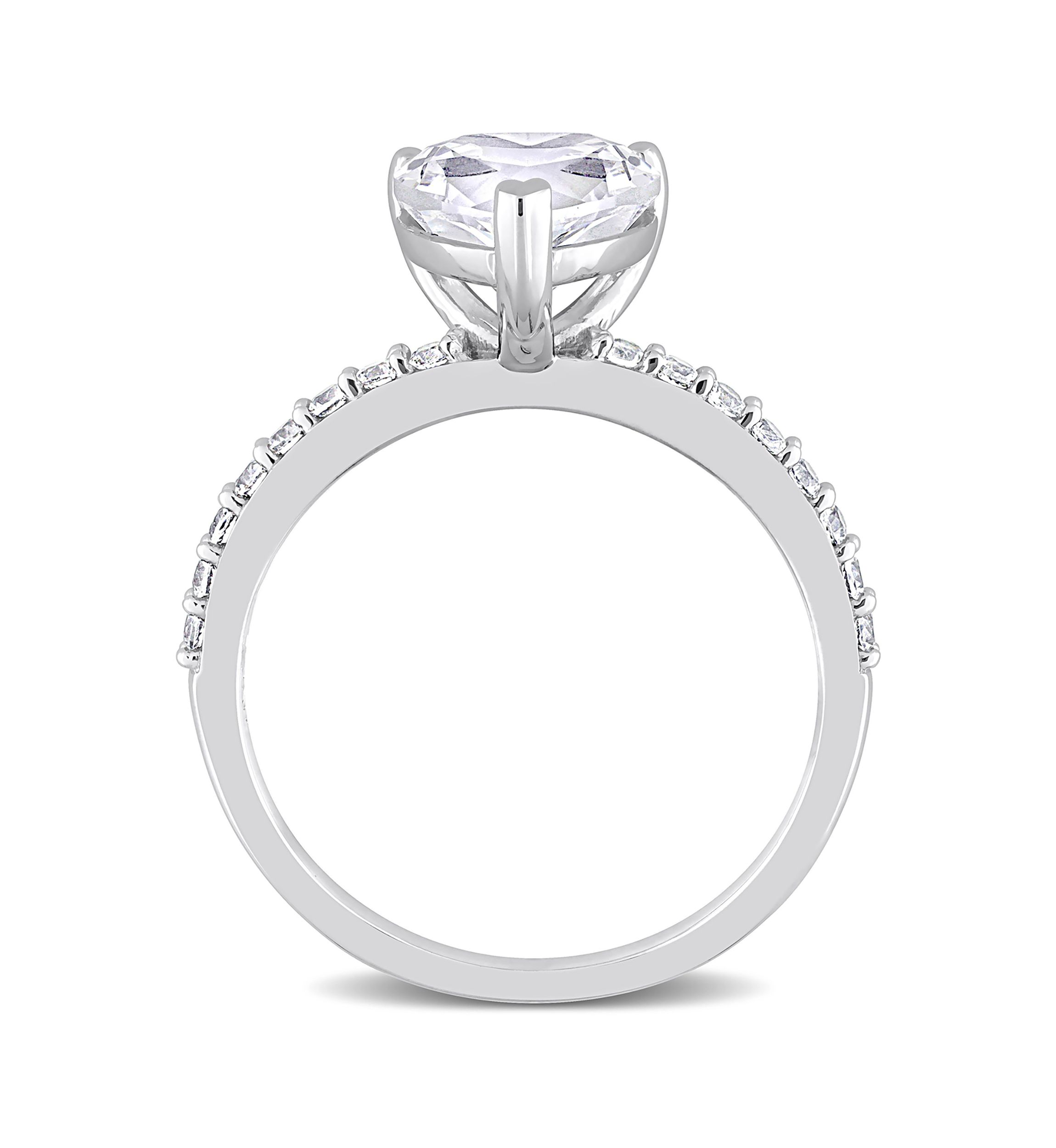 Lab Created 2.5 CT TGW Created White Sapphire Heart Engagement Ring in 10k White Gold