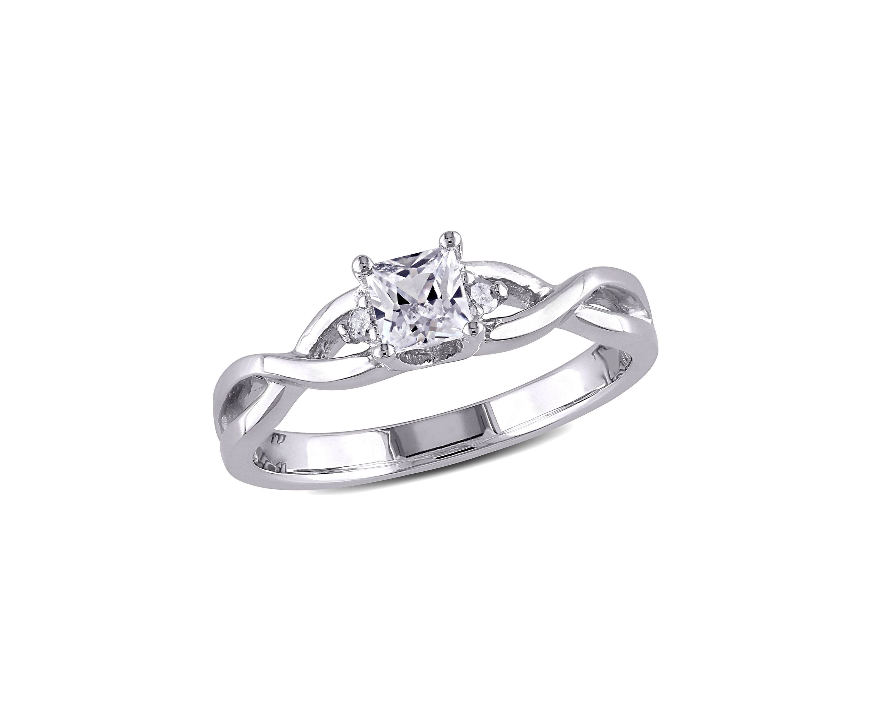Lab Created 3/8 CT TGW Created White Sapphire and Diamond Infinity Ring in Sterling Silver