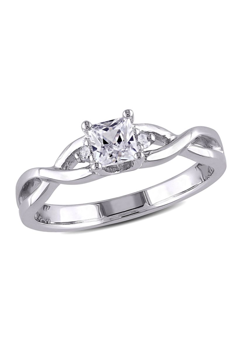 Lab Created 3/8 CT TGW Created White Sapphire and Diamond Infinity Ring in Sterling Silver