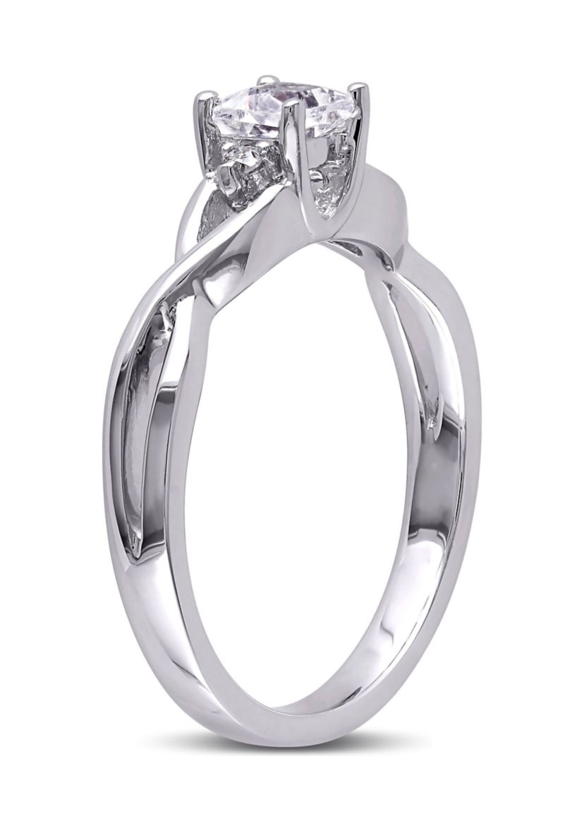 Lab Created 3/8 CT TGW Created White Sapphire and Diamond Infinity Ring in Sterling Silver