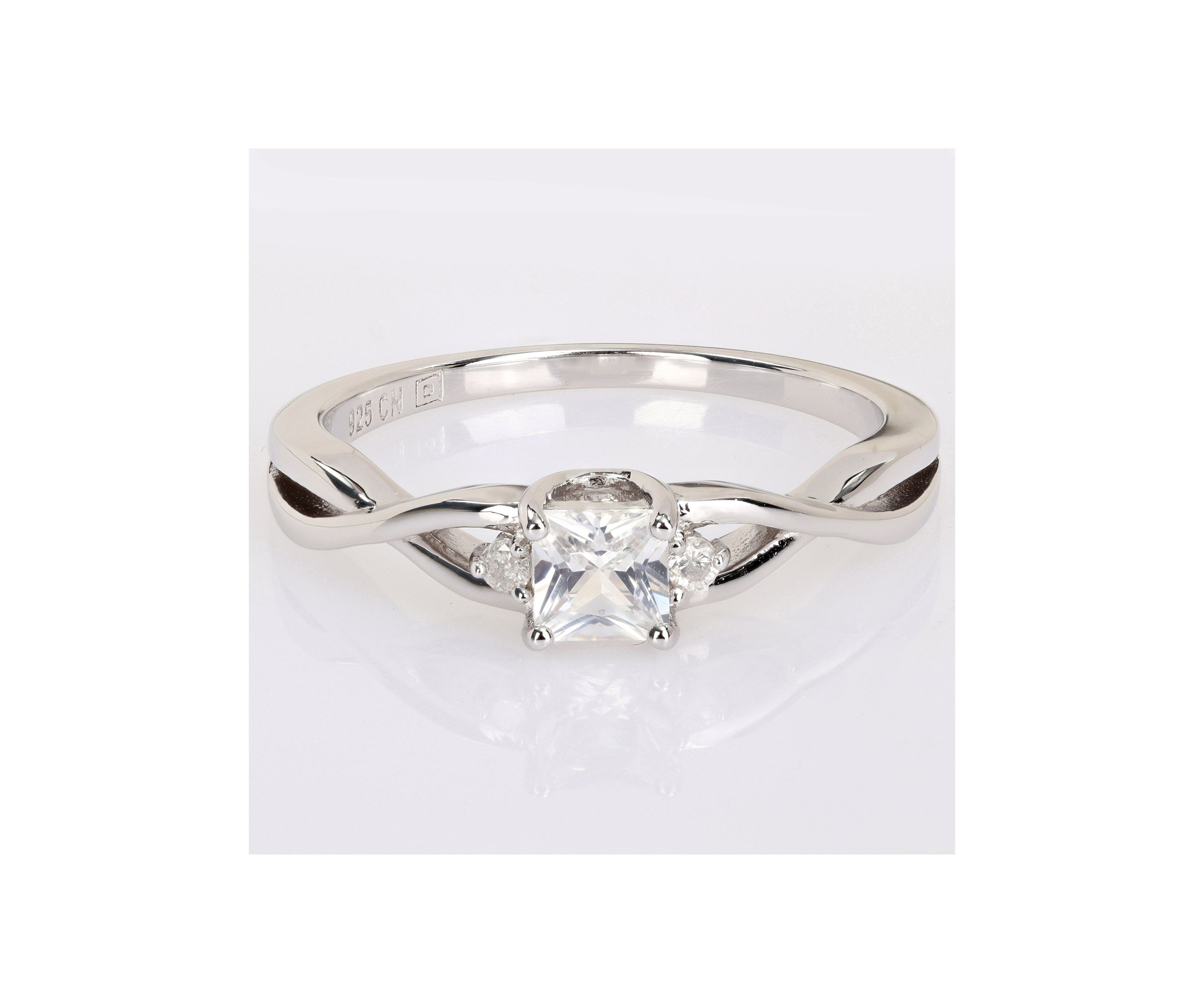 Lab Created 3/8 CT TGW Created White Sapphire and Diamond Infinity Ring in Sterling Silver
