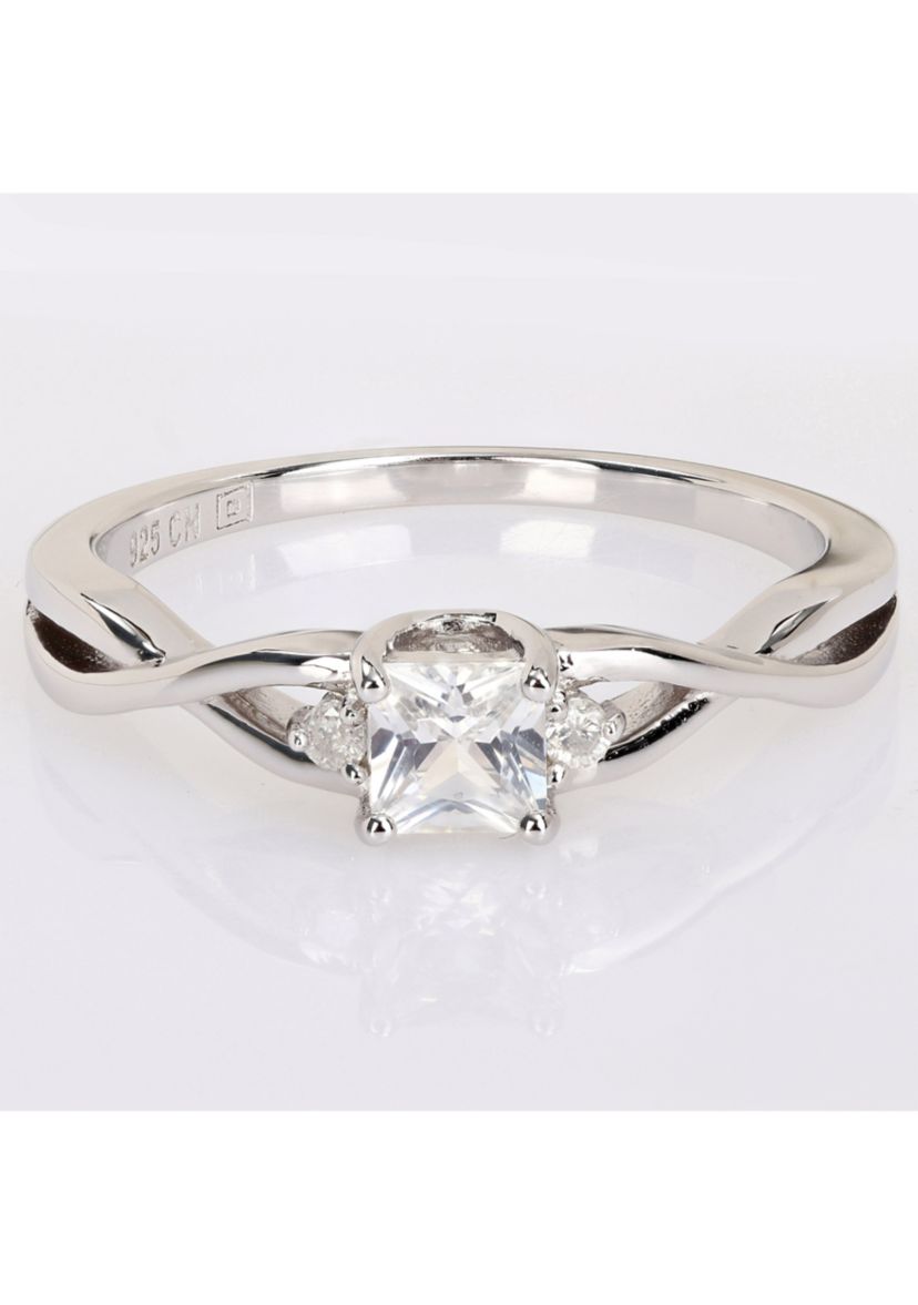 Lab Created 3/8 CT TGW Created White Sapphire and Diamond Infinity Ring in Sterling Silver
