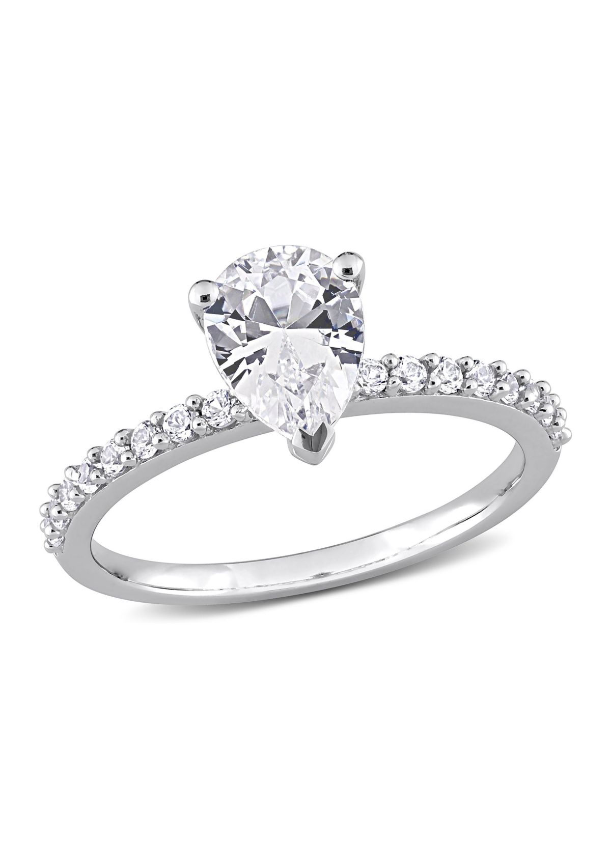 Lab Created 2.12 CT TGW Created White Sapphire Pear-Cut Engagement Ring in 10k White Gold