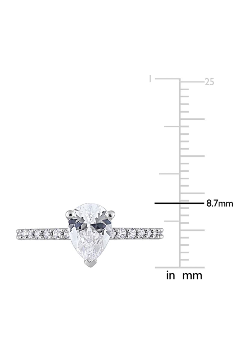 Lab Created 2.12 CT TGW Created White Sapphire Pear-Cut Engagement Ring in 10k White Gold
