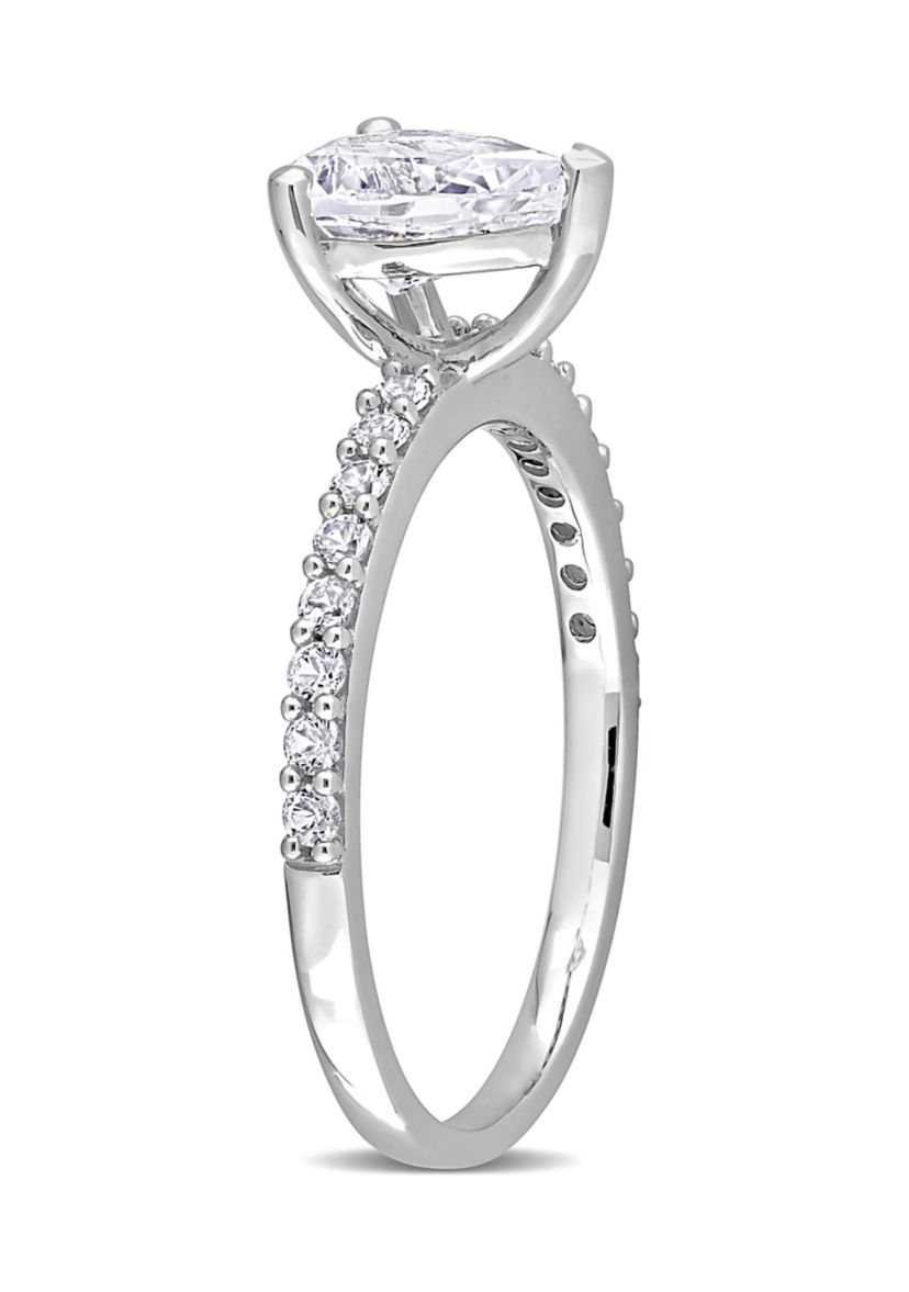 Lab Created 2.12 CT TGW Created White Sapphire Pear-Cut Engagement Ring in 10k White Gold