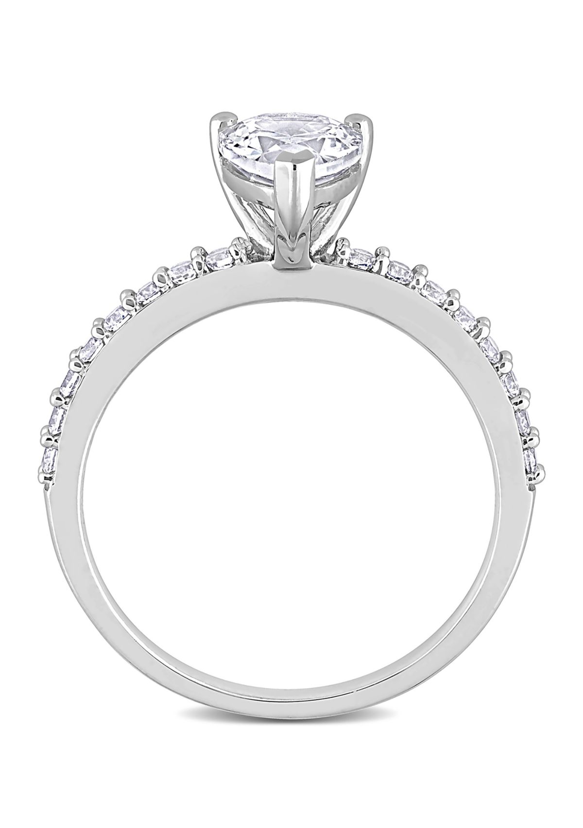 Lab Created 2.12 CT TGW Created White Sapphire Pear-Cut Engagement Ring in 10k White Gold