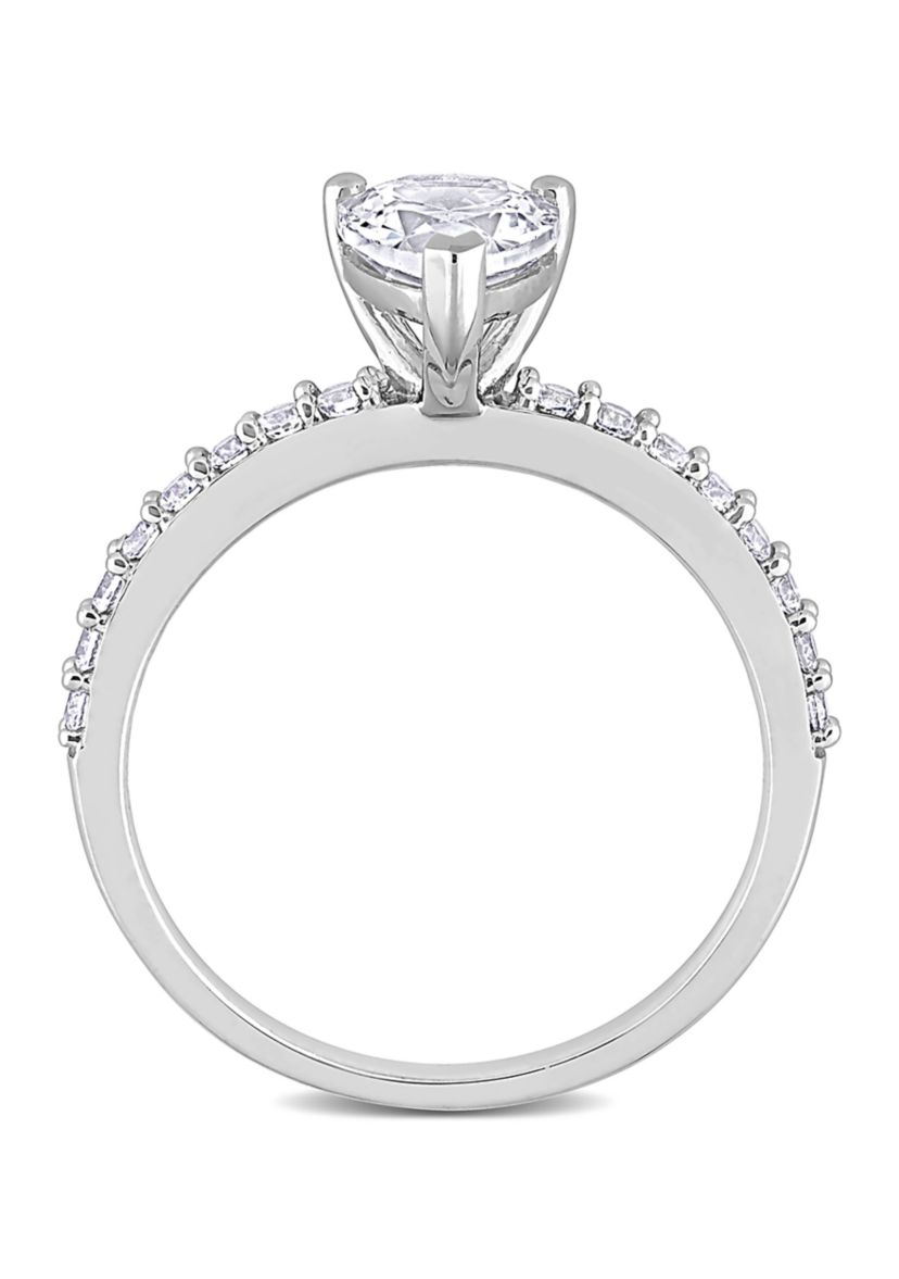 Lab Created 2.12 CT TGW Created White Sapphire Pear-Cut Engagement Ring in 10k White Gold