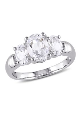 Belk & Co Lab Created Created Sapphire Three Stone Ring, White, 8