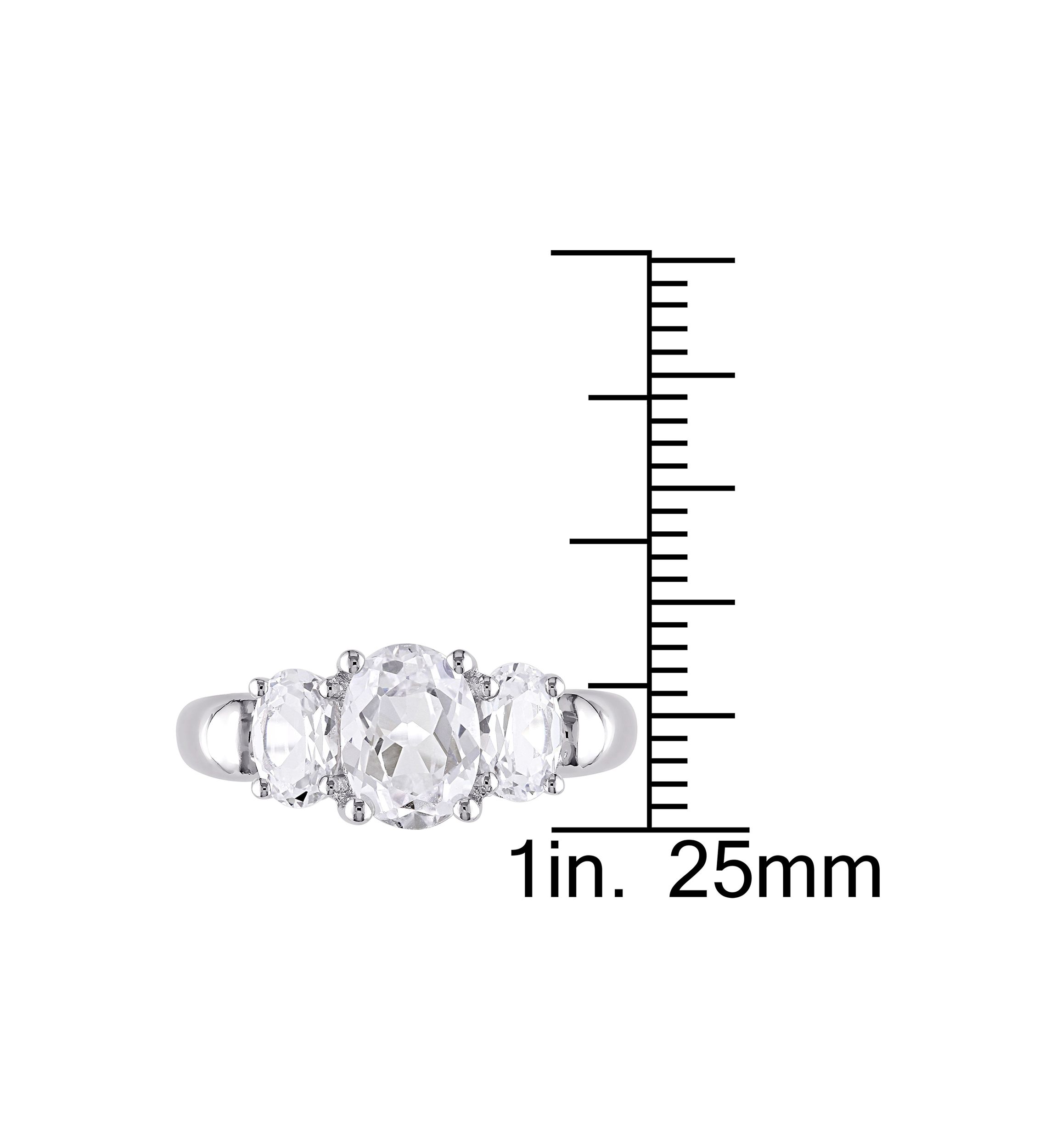 Lab Created 3.5 CT TGW Created White Sapphire Oval 3-Stone Ring in Sterling Silver