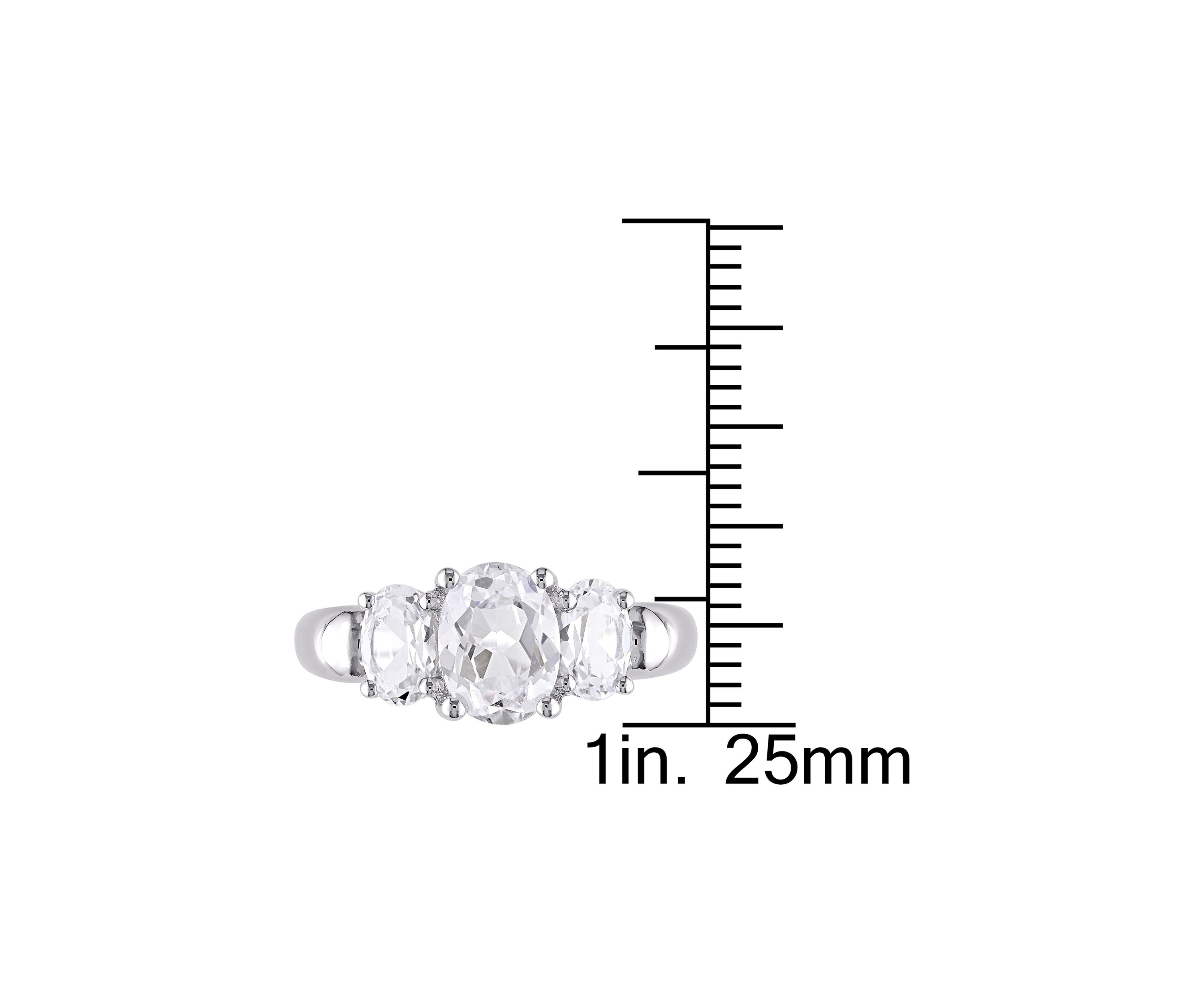 Lab Created 3.5 CT TGW Created White Sapphire Oval 3-Stone Ring in Sterling Silver