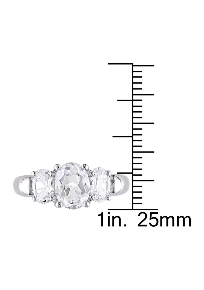 Lab Created 3.5 CT TGW Created White Sapphire Oval 3-Stone Ring in Sterling Silver