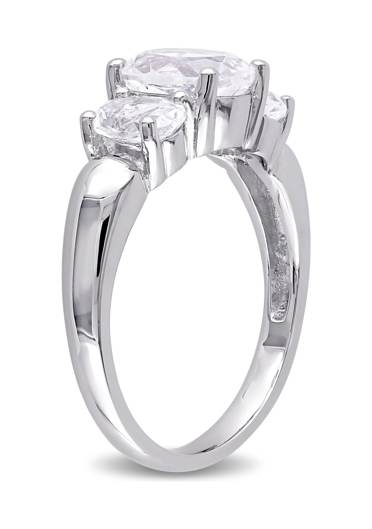 Lab Created 3.5 CT TGW Created White Sapphire Oval 3-Stone Ring in Sterling Silver
