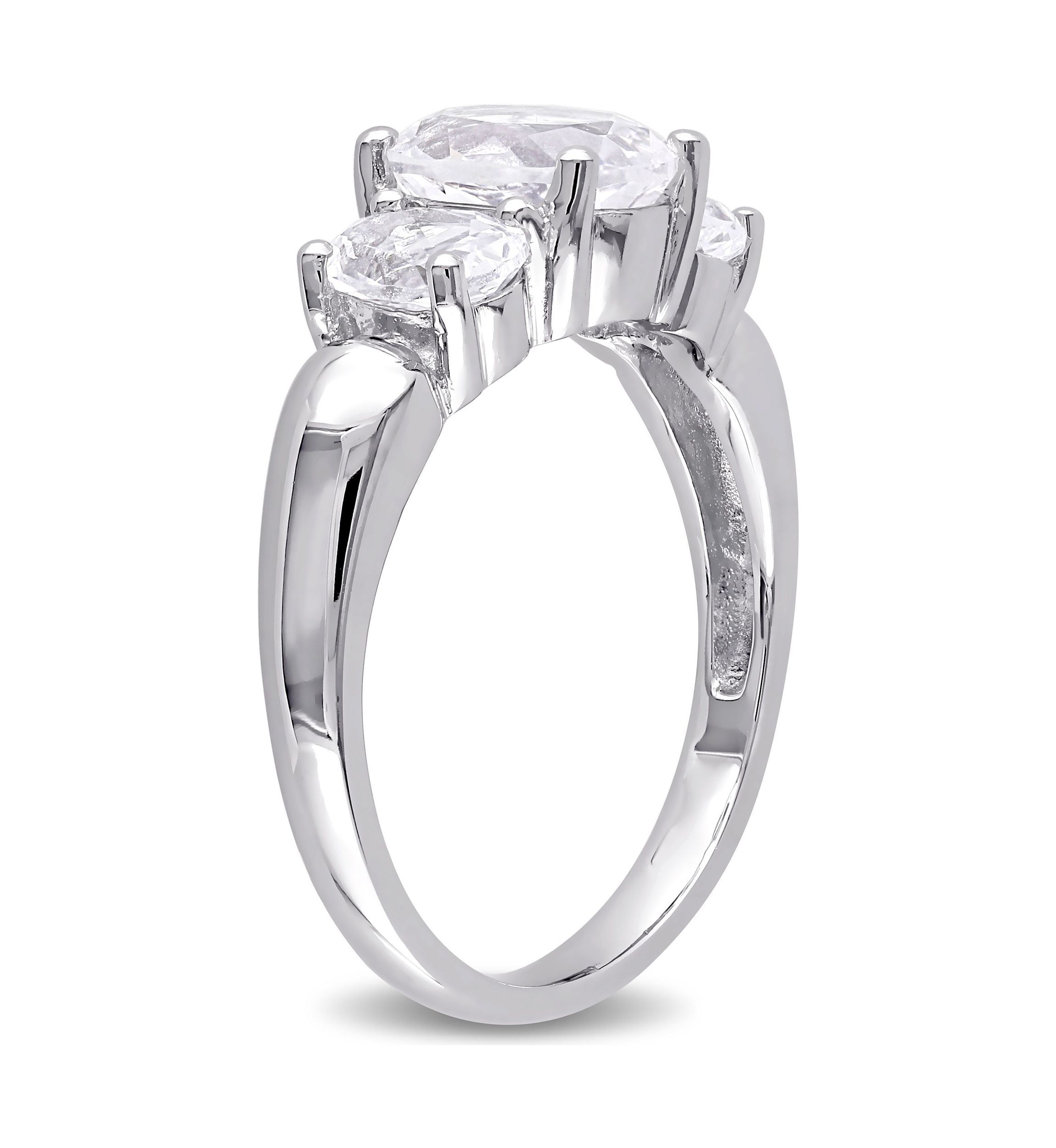 Lab Created 3.5 CT TGW Created White Sapphire Oval 3-Stone Ring in Sterling Silver
