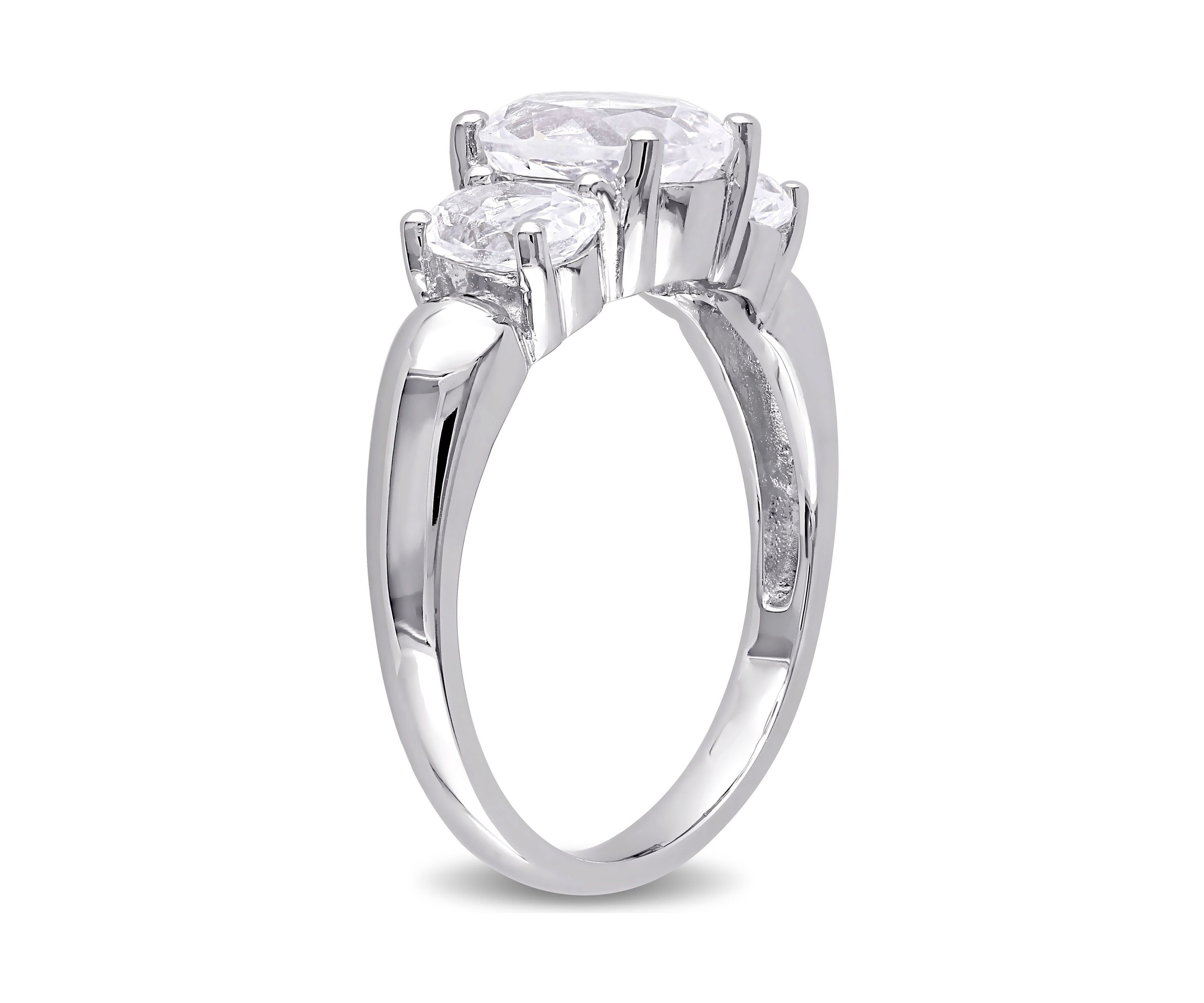Lab Created 3.5 CT TGW Created White Sapphire Oval 3-Stone Ring in Sterling Silver