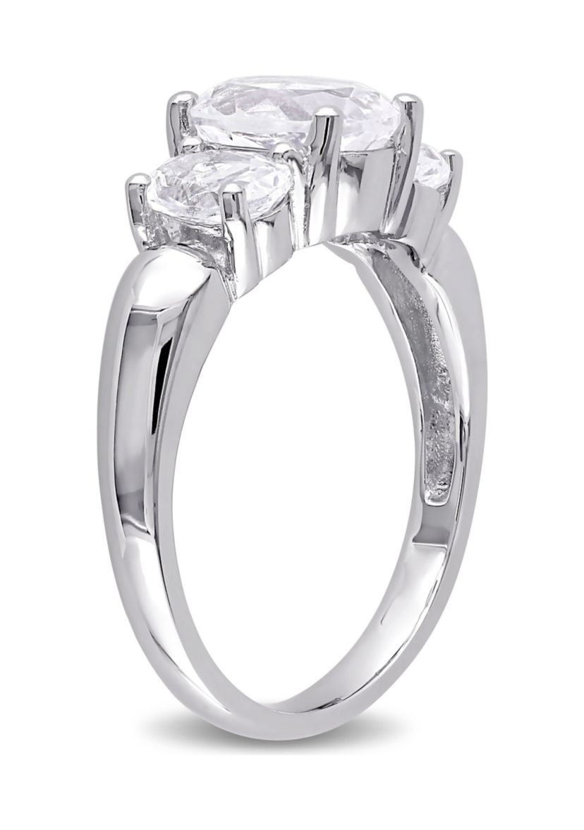 Lab Created 3.5 CT TGW Created White Sapphire Oval 3-Stone Ring in Sterling Silver