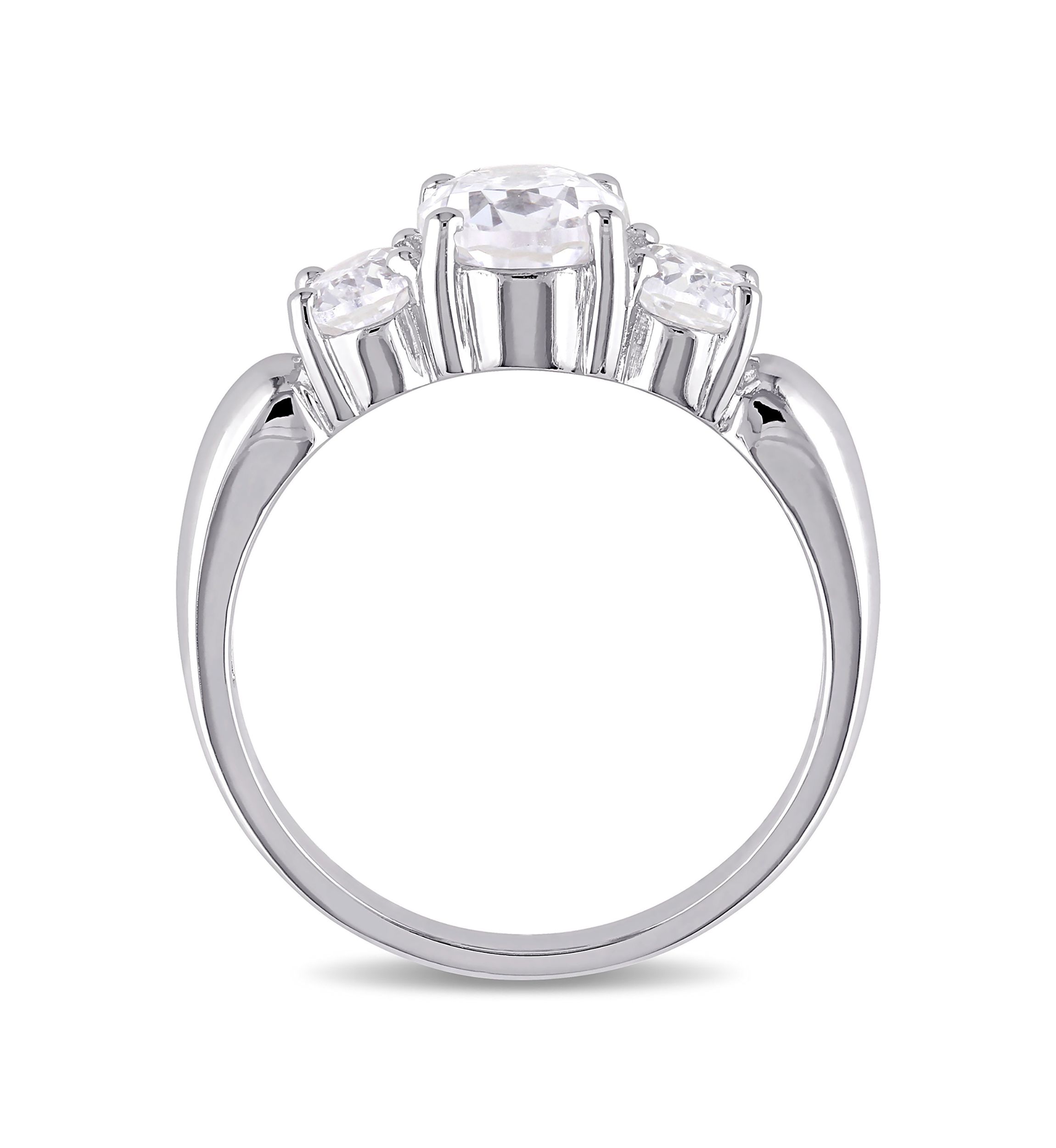 Lab Created 3.5 CT TGW Created White Sapphire Oval 3-Stone Ring in Sterling Silver