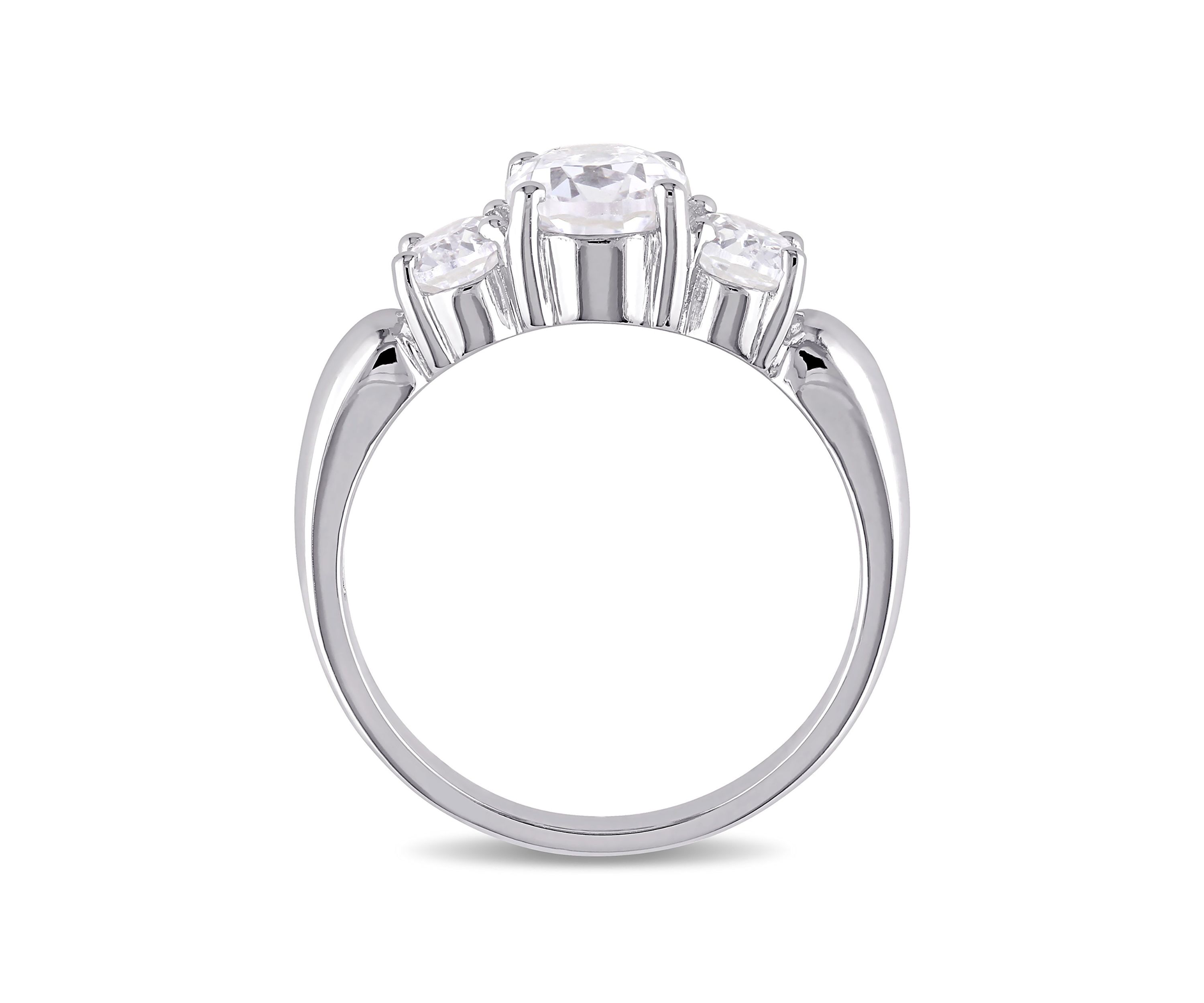 Lab Created 3.5 CT TGW Created White Sapphire Oval 3-Stone Ring in Sterling Silver