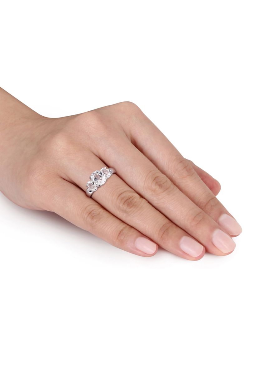 Lab Created 3.5 CT TGW Created White Sapphire Oval 3-Stone Ring in Sterling Silver