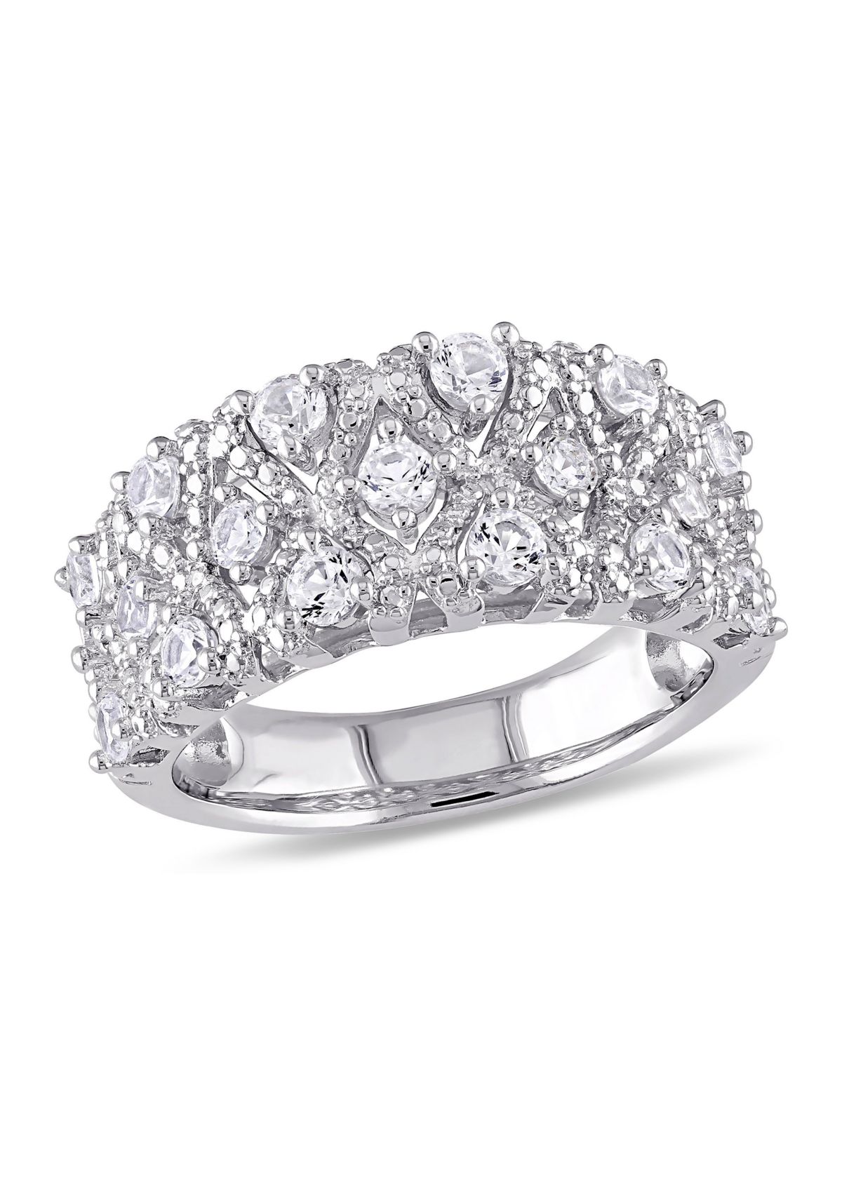 Lab Created 1.3 CT TGW Created White Sapphire Lattice Ring in Sterling Silver